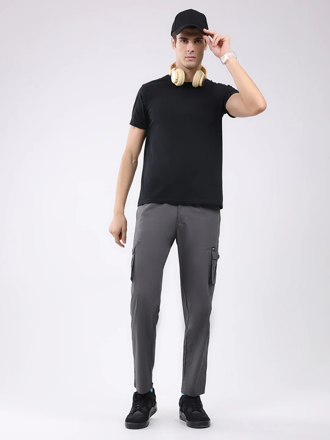 Rock.it Men Grey Solid Regular Fit Cargo - Image 2
