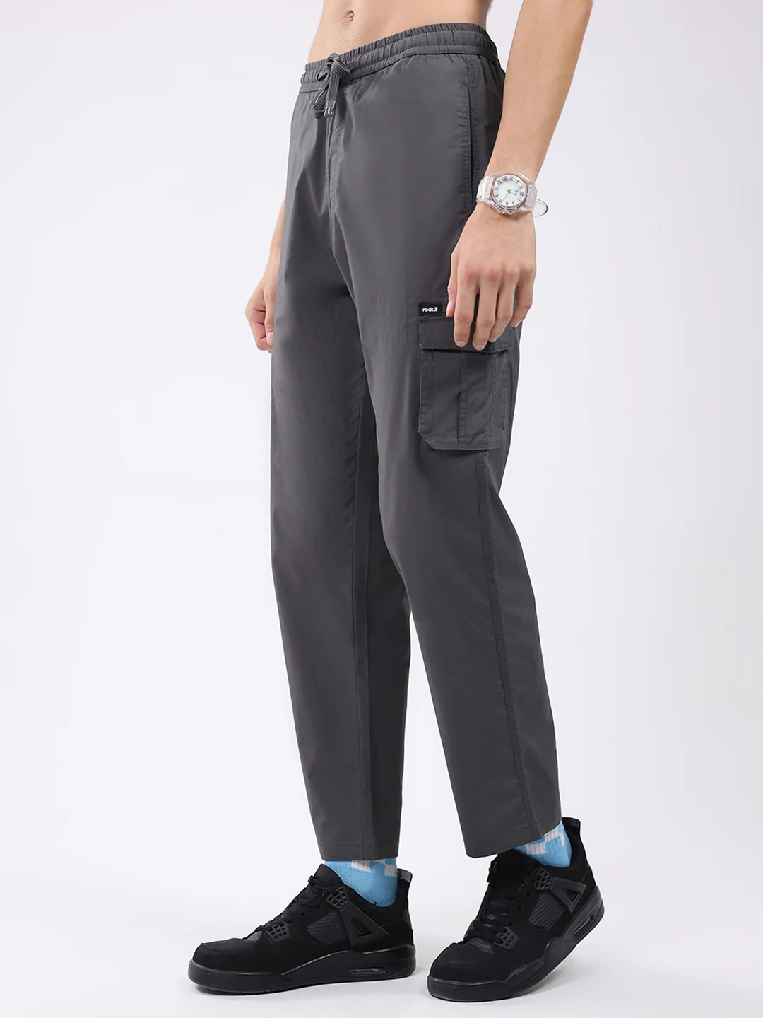 Rock.it Men Grey Solid Regular Fit Cargo - Image 3