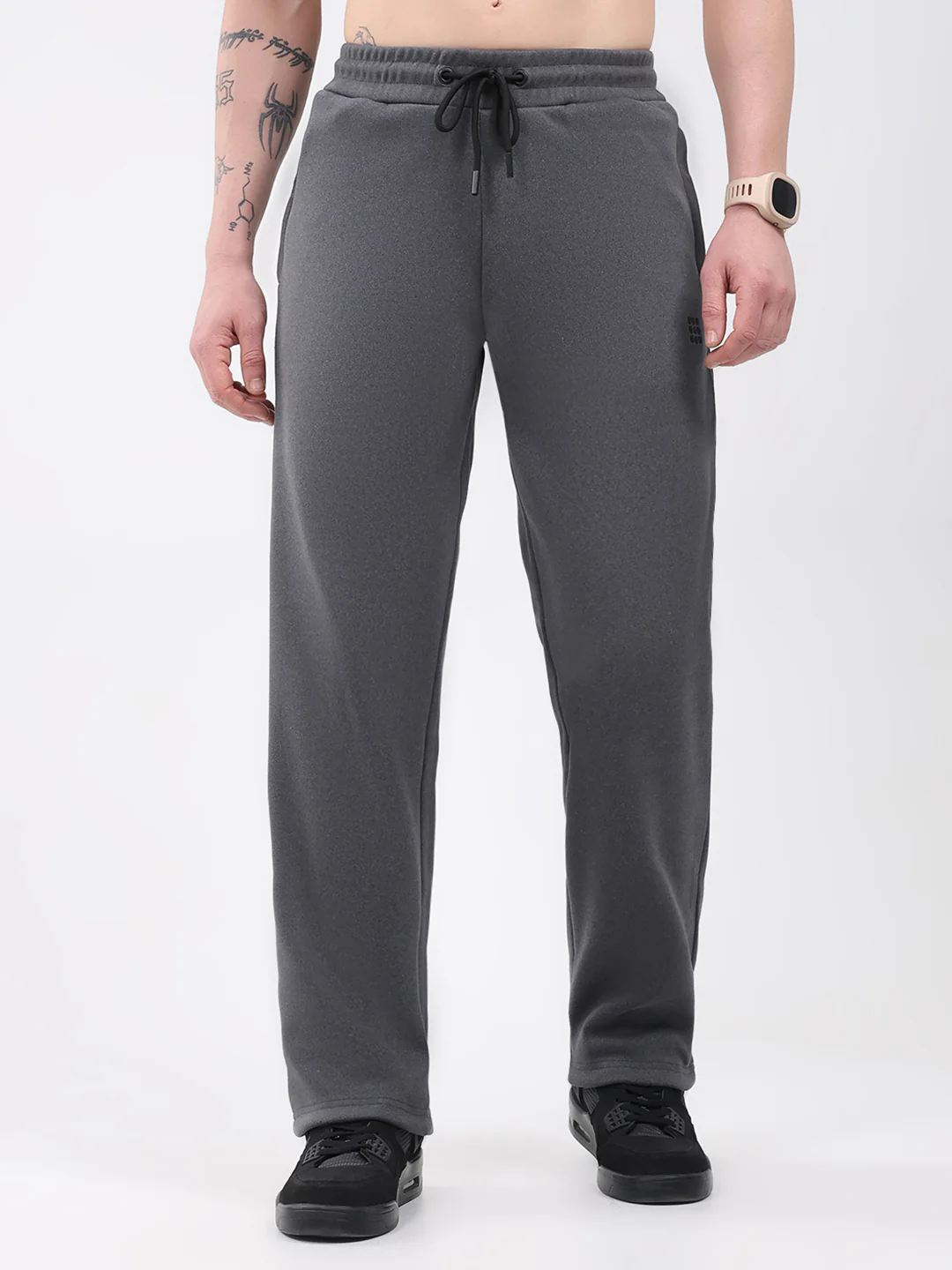 Rock.it Men Grey Solid Regular Fit Winter Lower