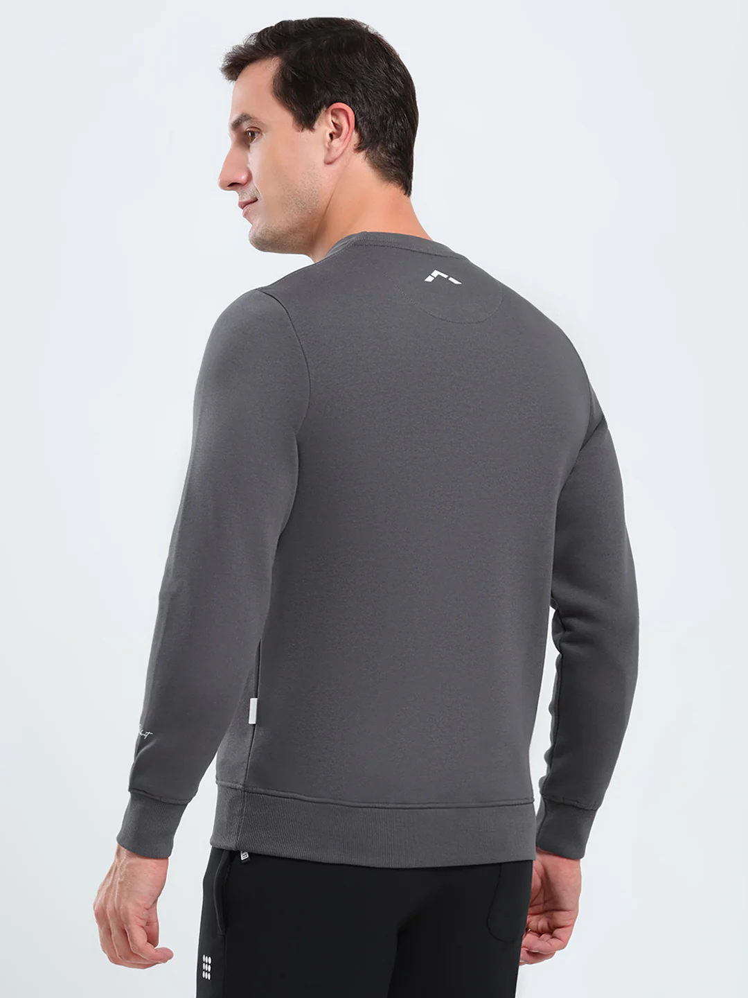 Rock.it Men Grey Solid Round Neck Full Sleeve Sweatshirt - Image 5