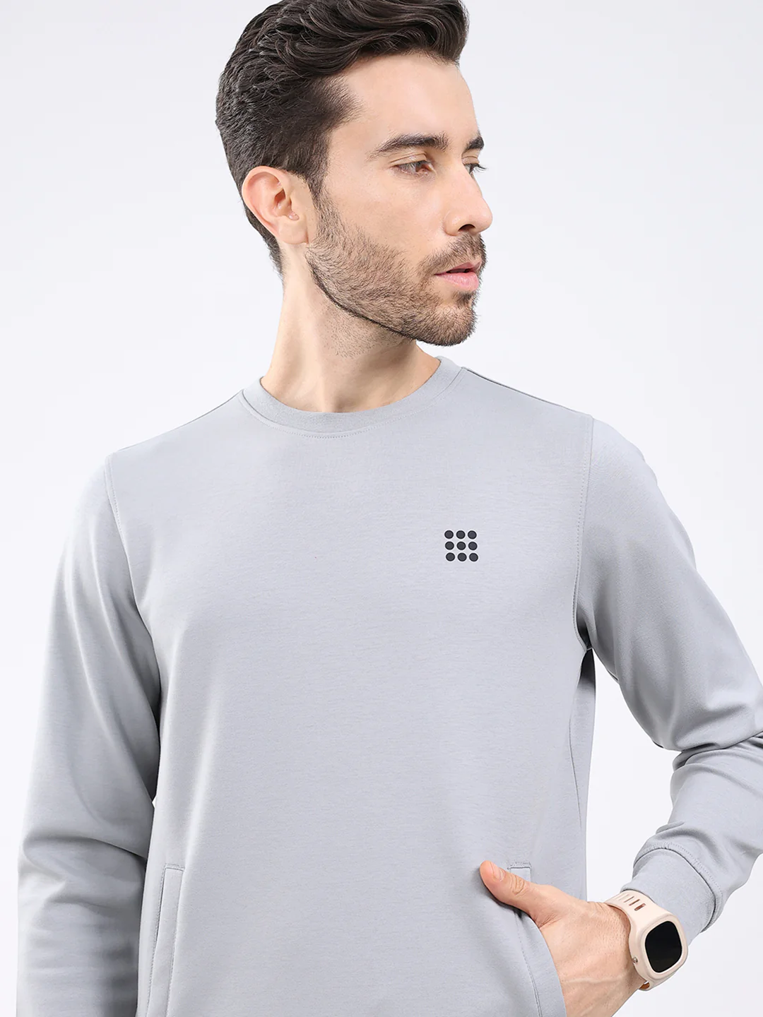 Rock.it Men Grey Solid Round Neck Full Sleeve Winter Tracksuit - Image 7