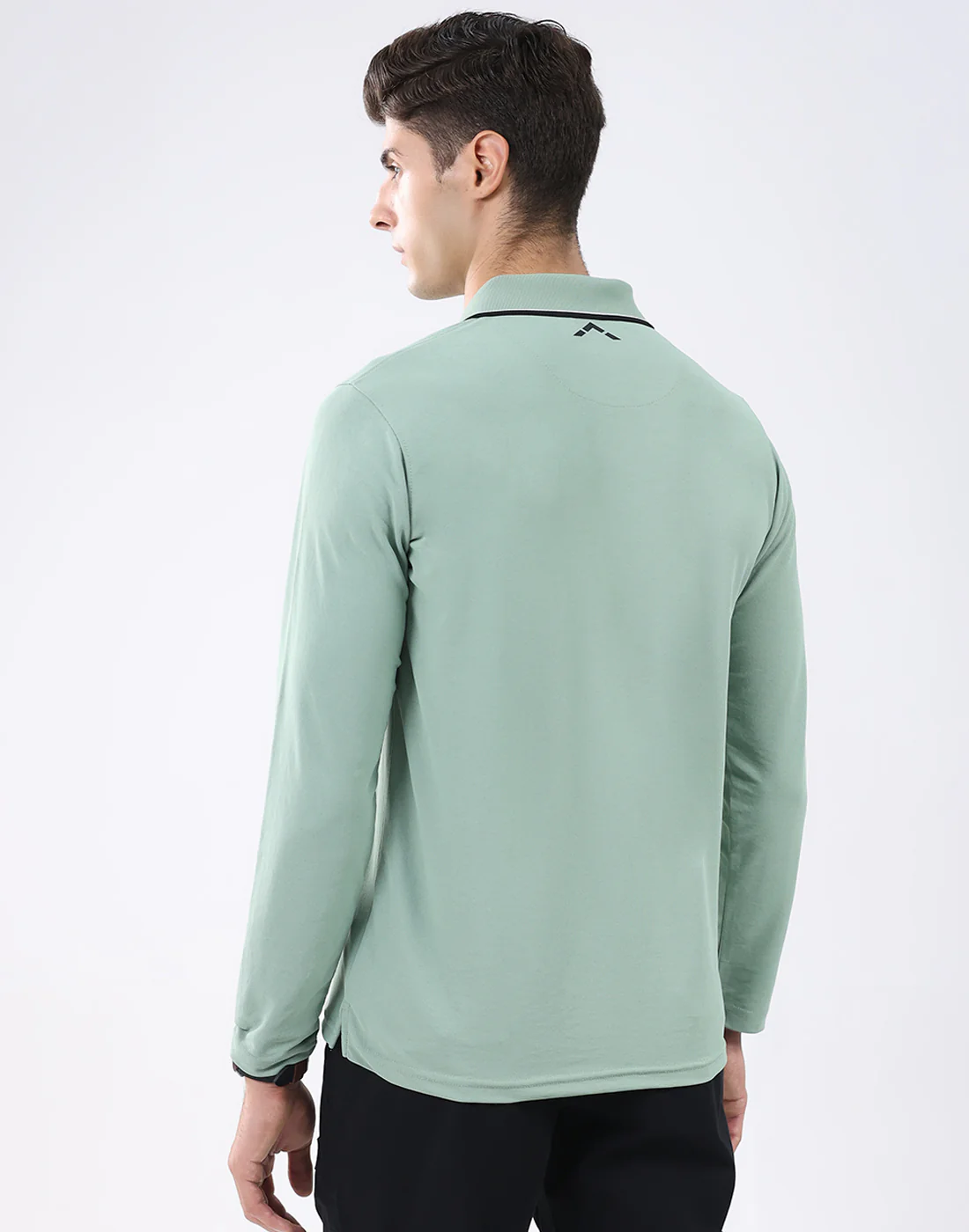 Rock.it Men Light Green Solid Collar Full Sleeve T-Shirt - Image 4