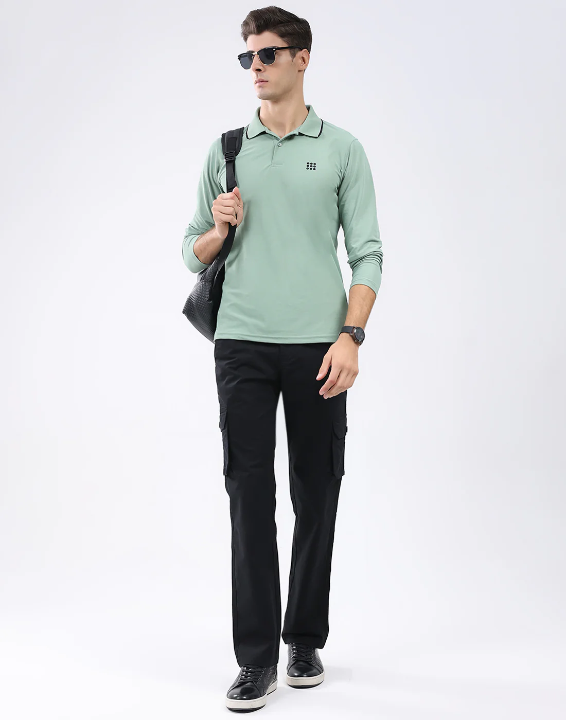 Rock.it Men Light Green Solid Collar Full Sleeve T-Shirt - Image 5