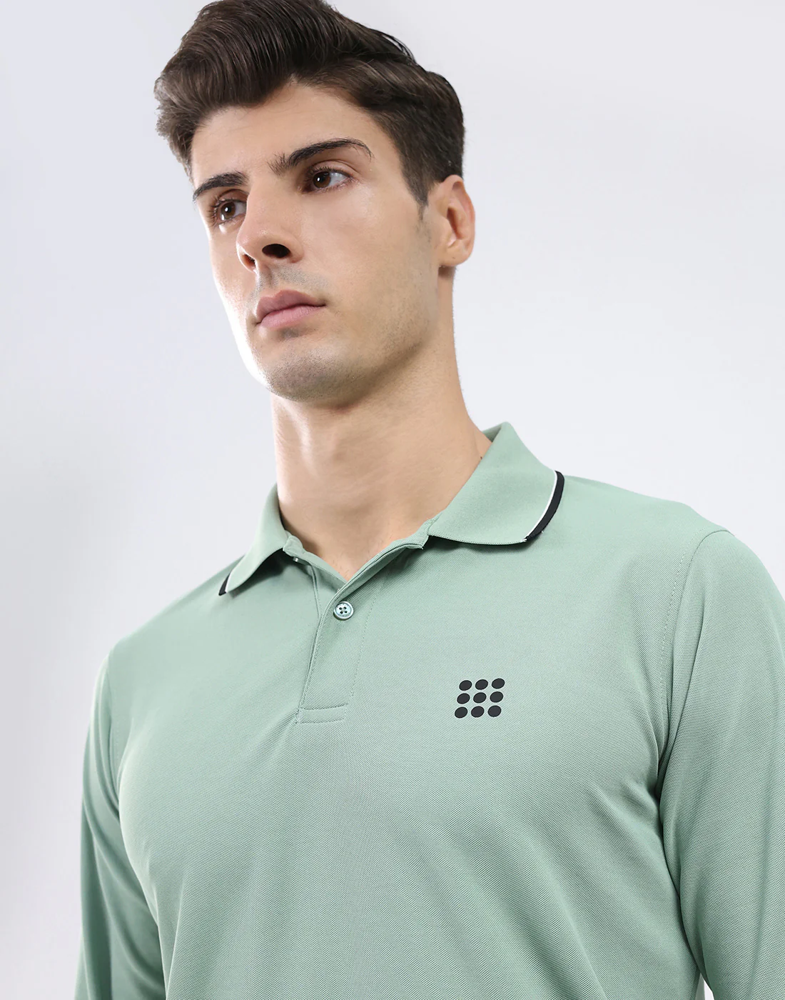 Rock.it Men Light Green Solid Collar Full Sleeve T-Shirt - Image 6