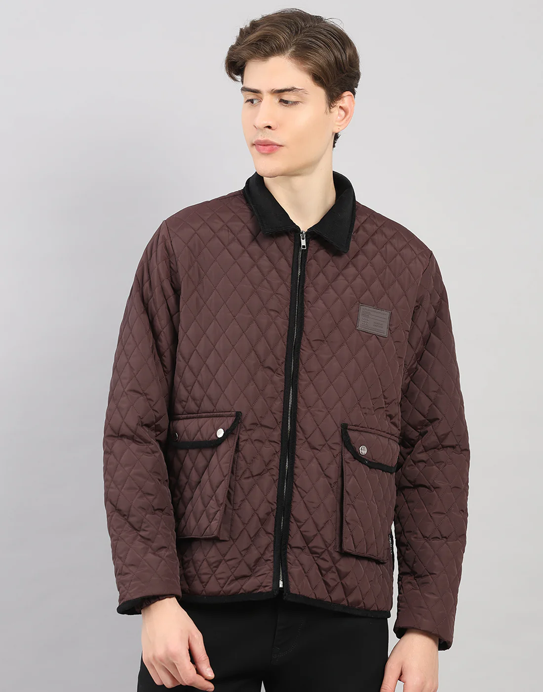 Rock.it Men Maroon Solid Collar Full Sleeve Jacket