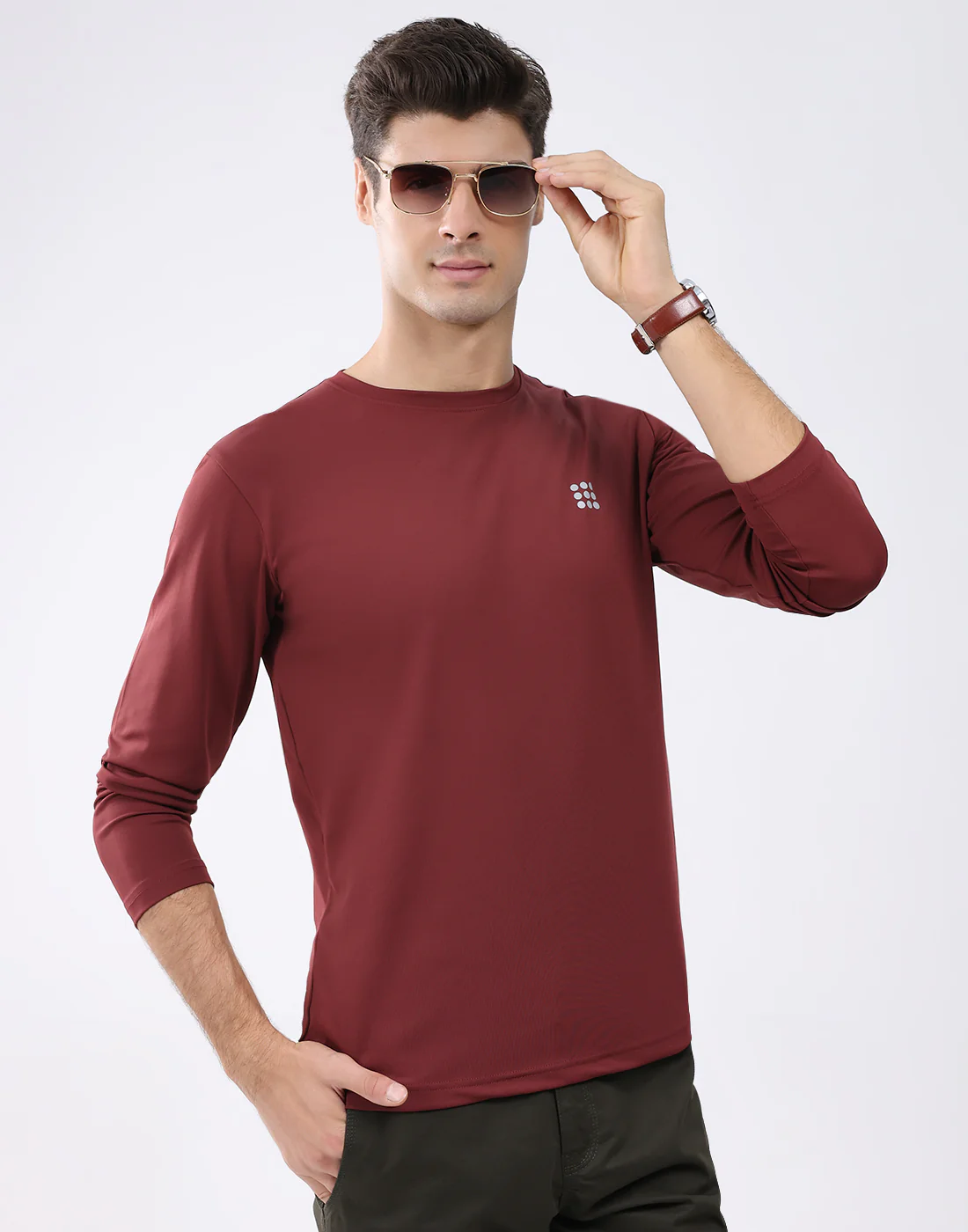 Rock.it Men Maroon Solid Round Neck Full Sleeve T-Shirt - Image 6