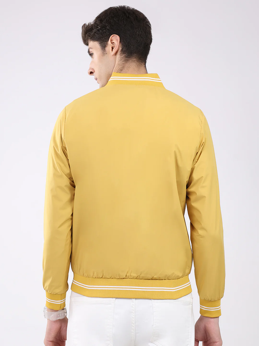 Rock.it Men Mustard Solid Band Neck Full Sleeve Jacket - Image 5