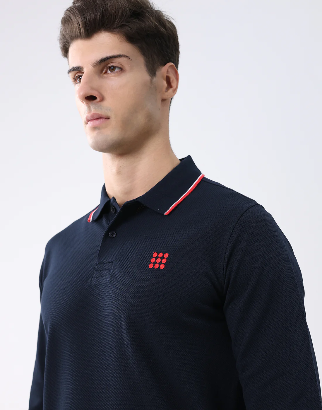 Rock.it Men Navy Blue Self Design Collar Full Sleeve T-Shirt - Image 7