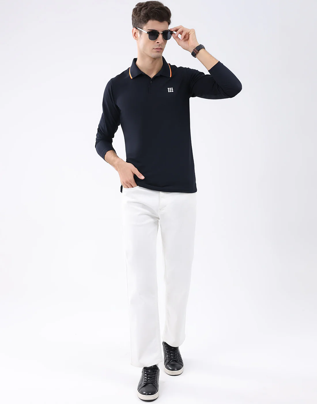 Rock.it Men Navy Blue Solid Collar Full Sleeve T-Shirt - Image 5
