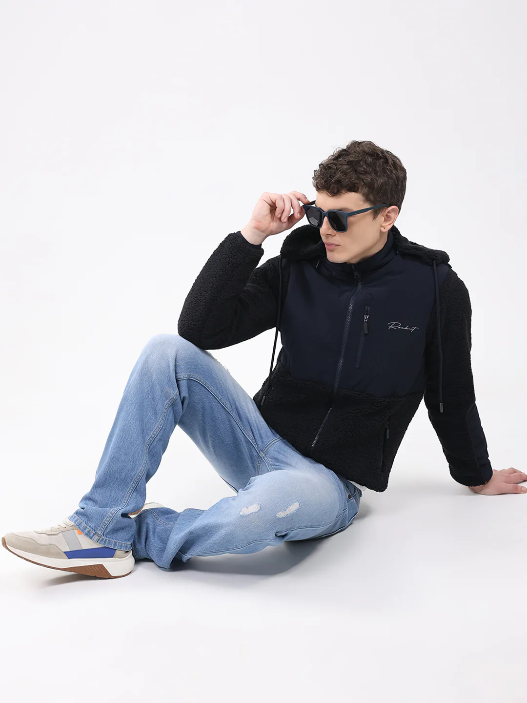 Rock.it Men Navy Blue Solid Hooded Full Sleeve Reversible Jacket - Image 2