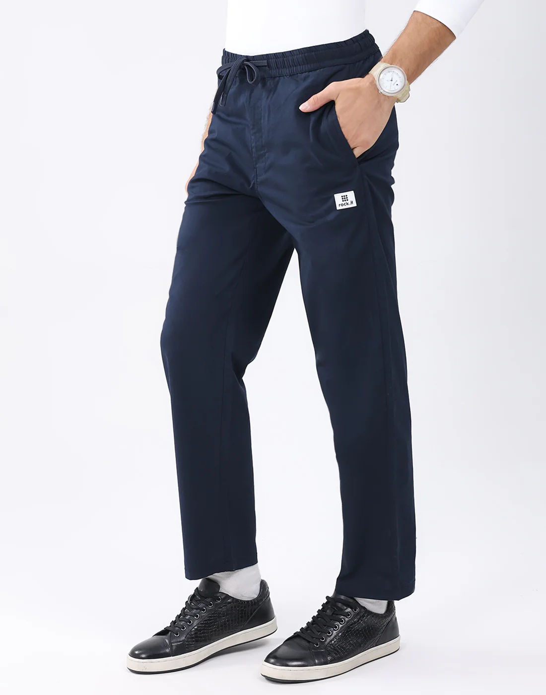 Rock.it Men Navy Blue Solid Regular Fit Winter Lower - Image 2