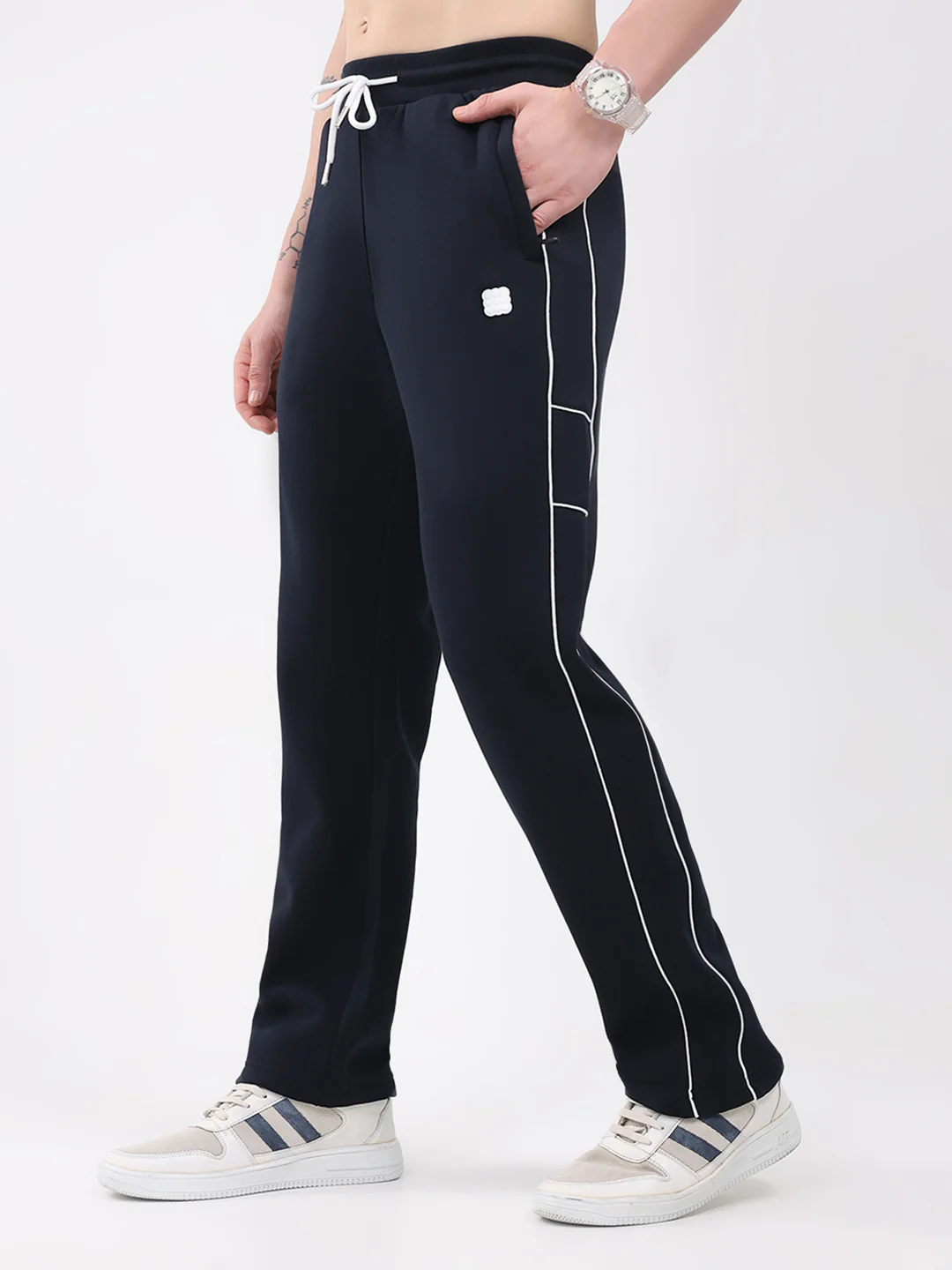 Rock.it Men Navy Blue Solid Regular Fit Winter Lower - Image 3