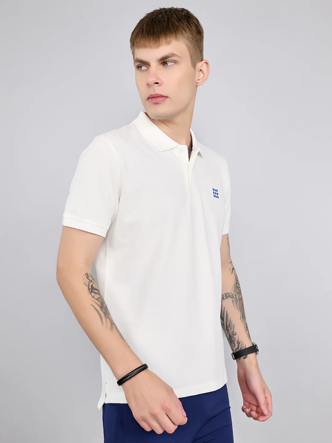 Rock.it Men Off White Solid Collar Half Sleeve T-Shirt - Image 3