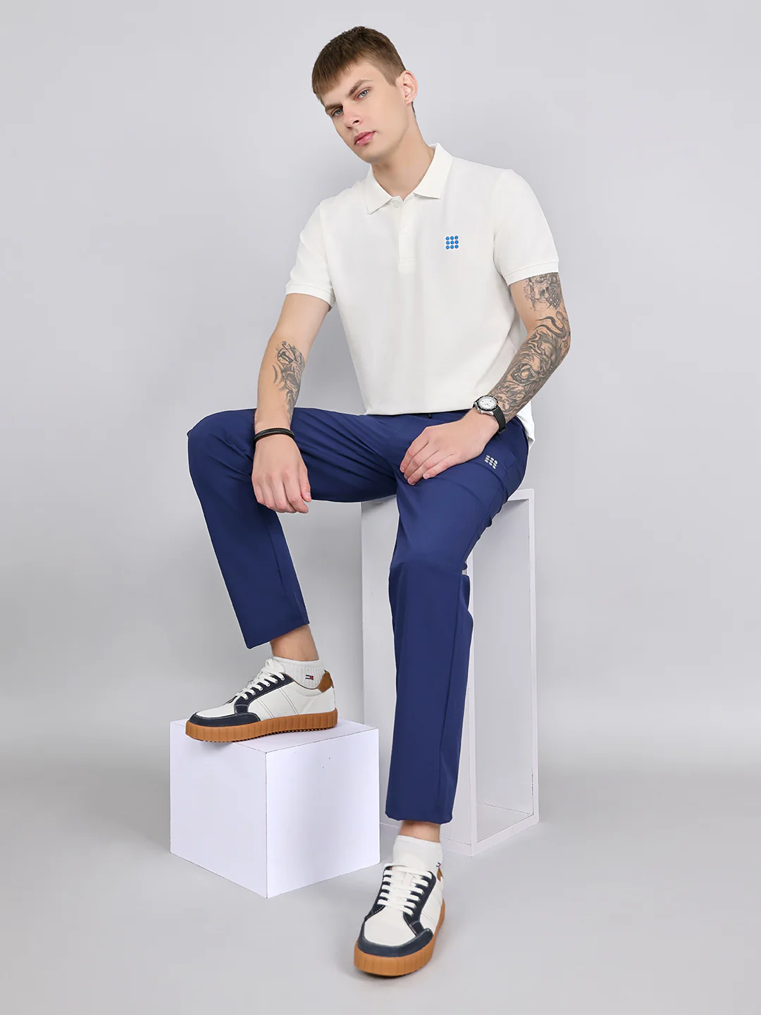 Rock.it Men Off White Solid Collar Half Sleeve T-Shirt - Image 6