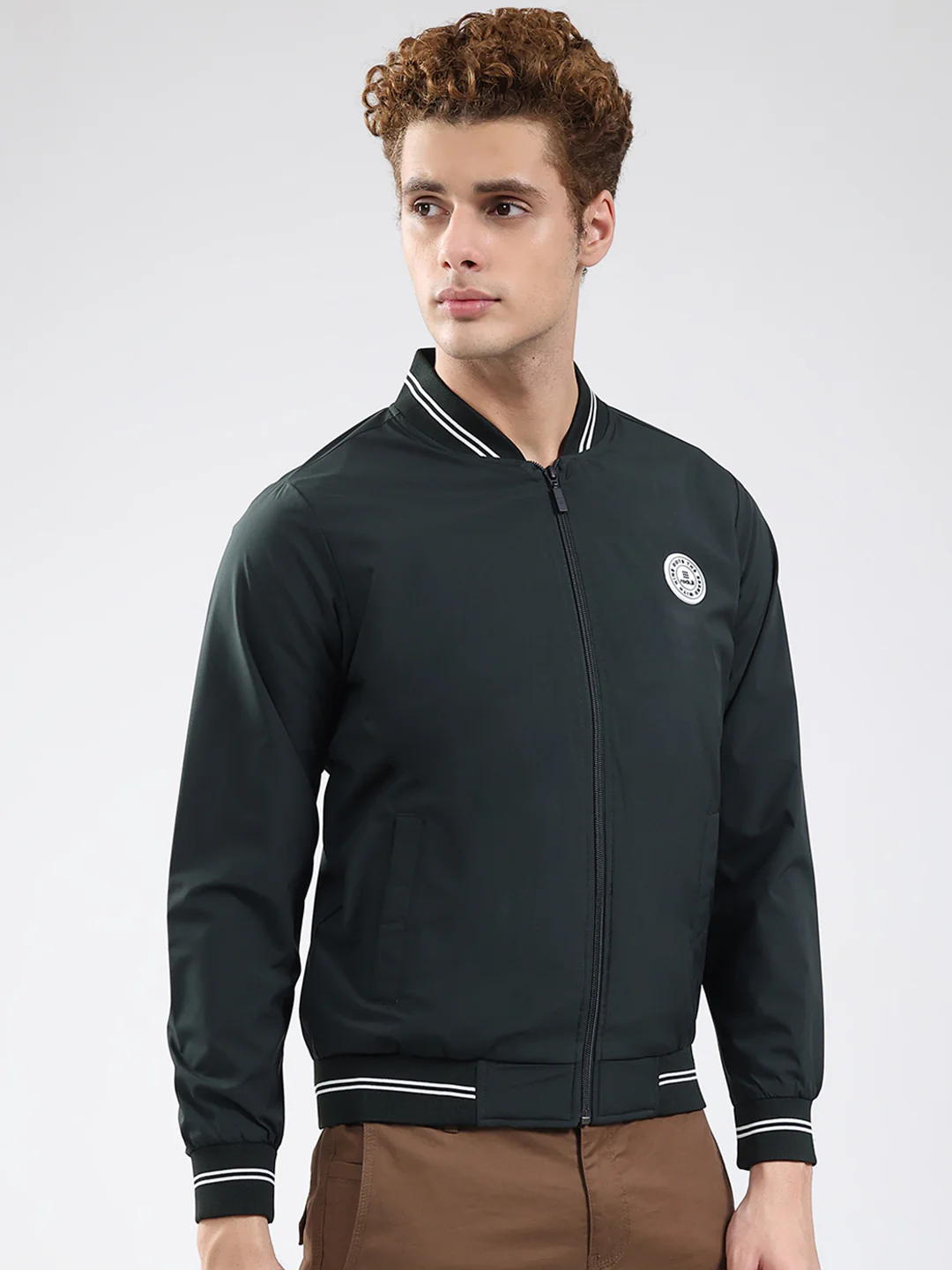 Rock.it Men Olive Solid Band Neck Full Sleeve Jacket - Image 4