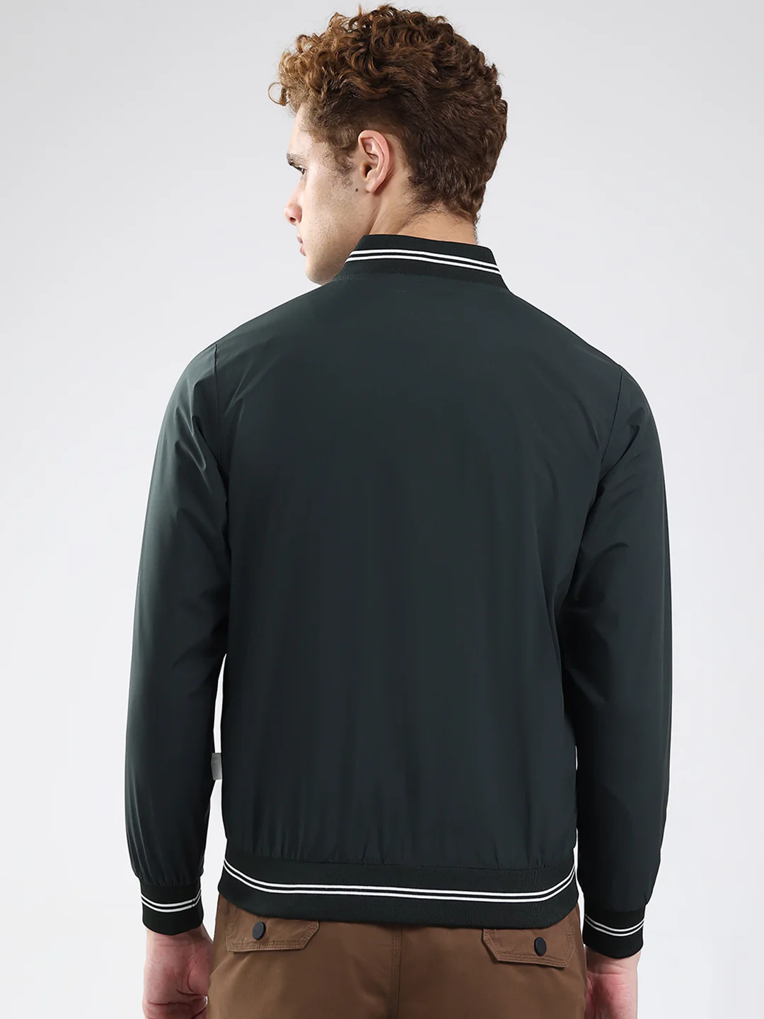 Rock.it Men Olive Solid Band Neck Full Sleeve Jacket - Image 5