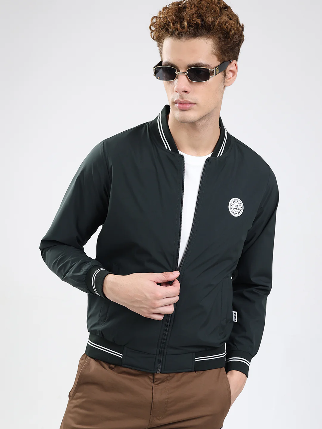 Rock.it Men Olive Solid Band Neck Full Sleeve Jacket - Image 6