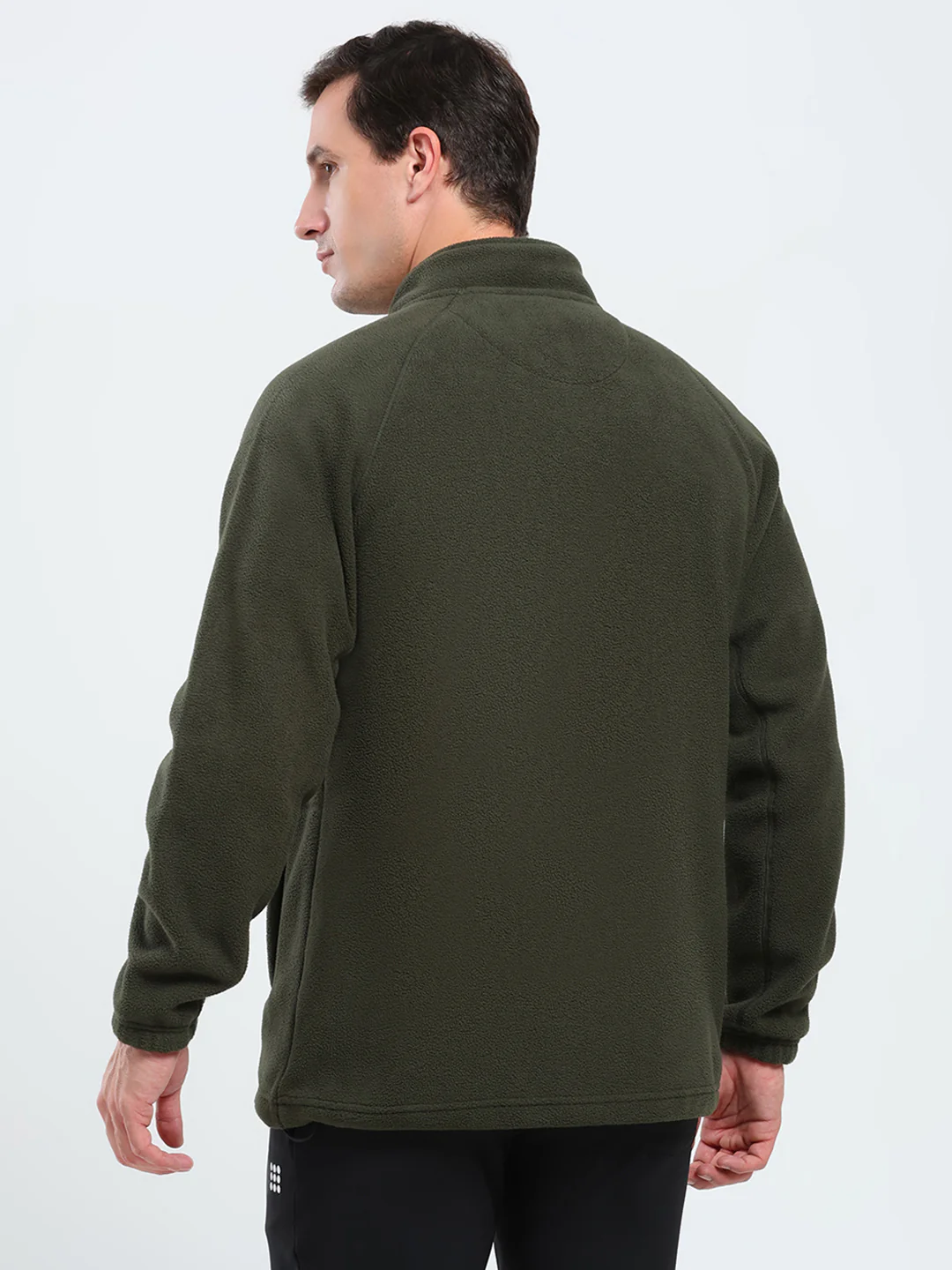 Rock.it Men Olive Solid Mock Neck Full Sleeve Sweatshirt - Image 5