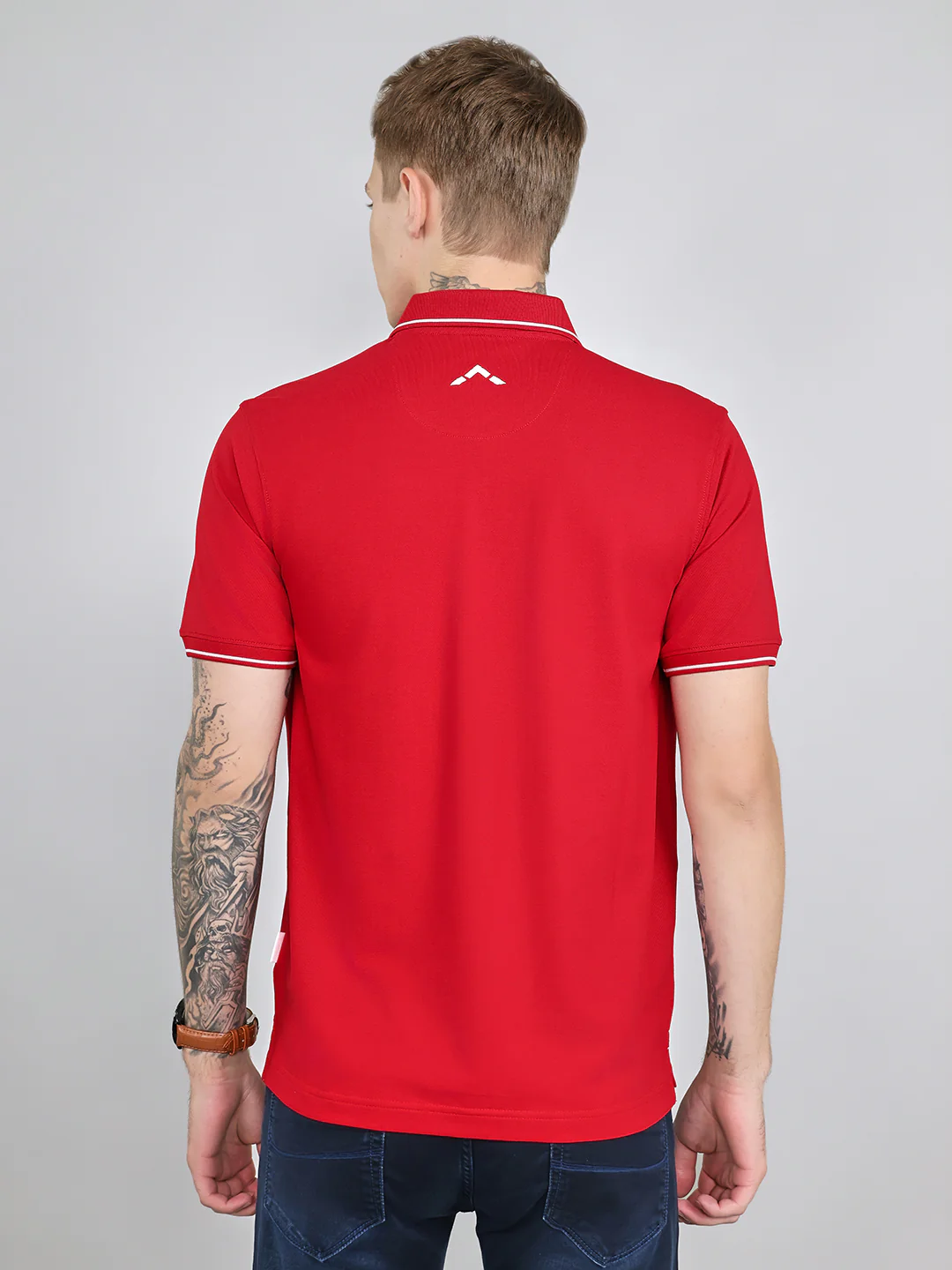 Rock.it Men Red Solid Collar Half Sleeve T-Shirt - Image 4