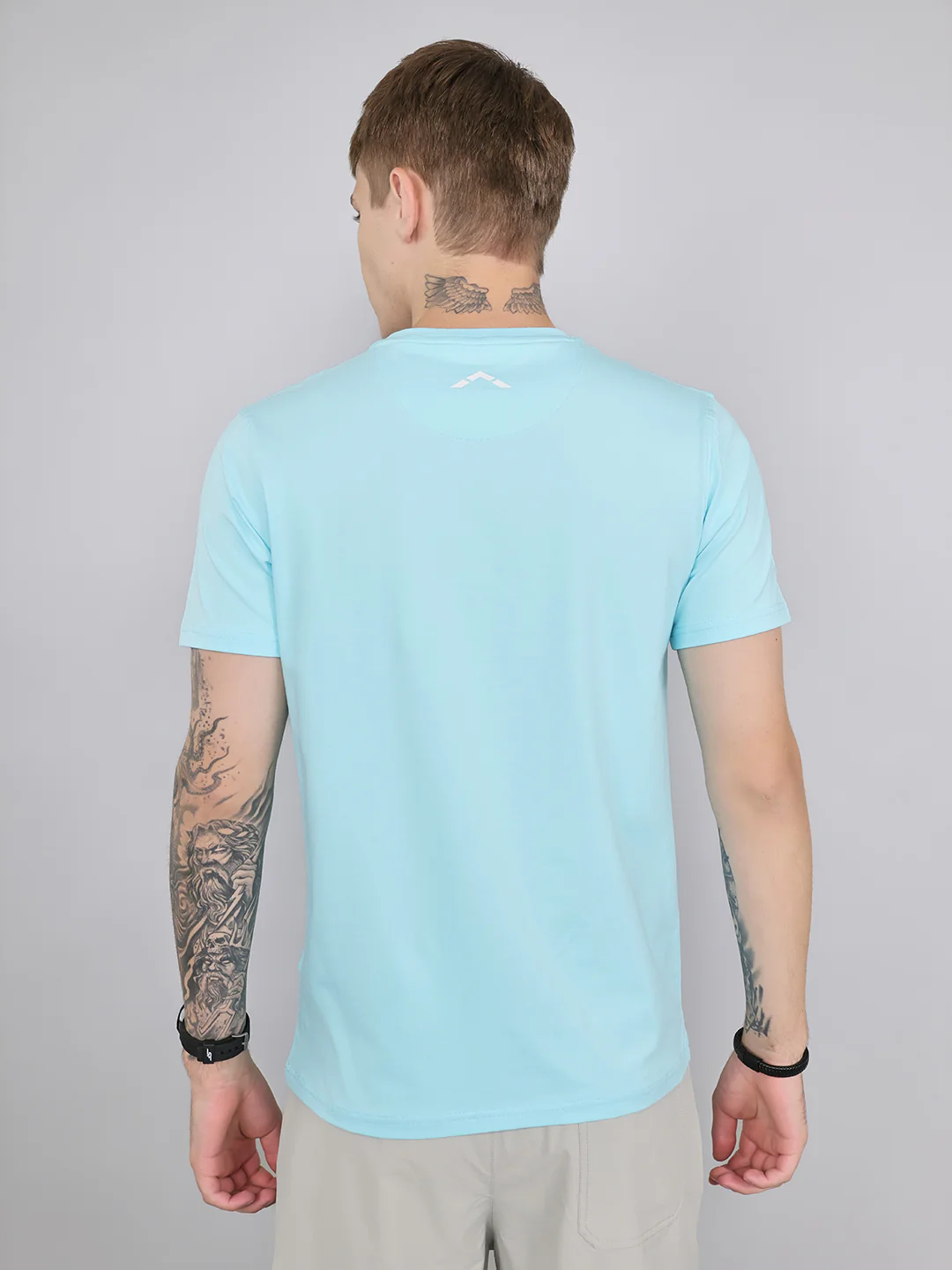 Rock.it Men Sky Blue Solid Round Neck Half Sleeve T-Shirt - Image 4