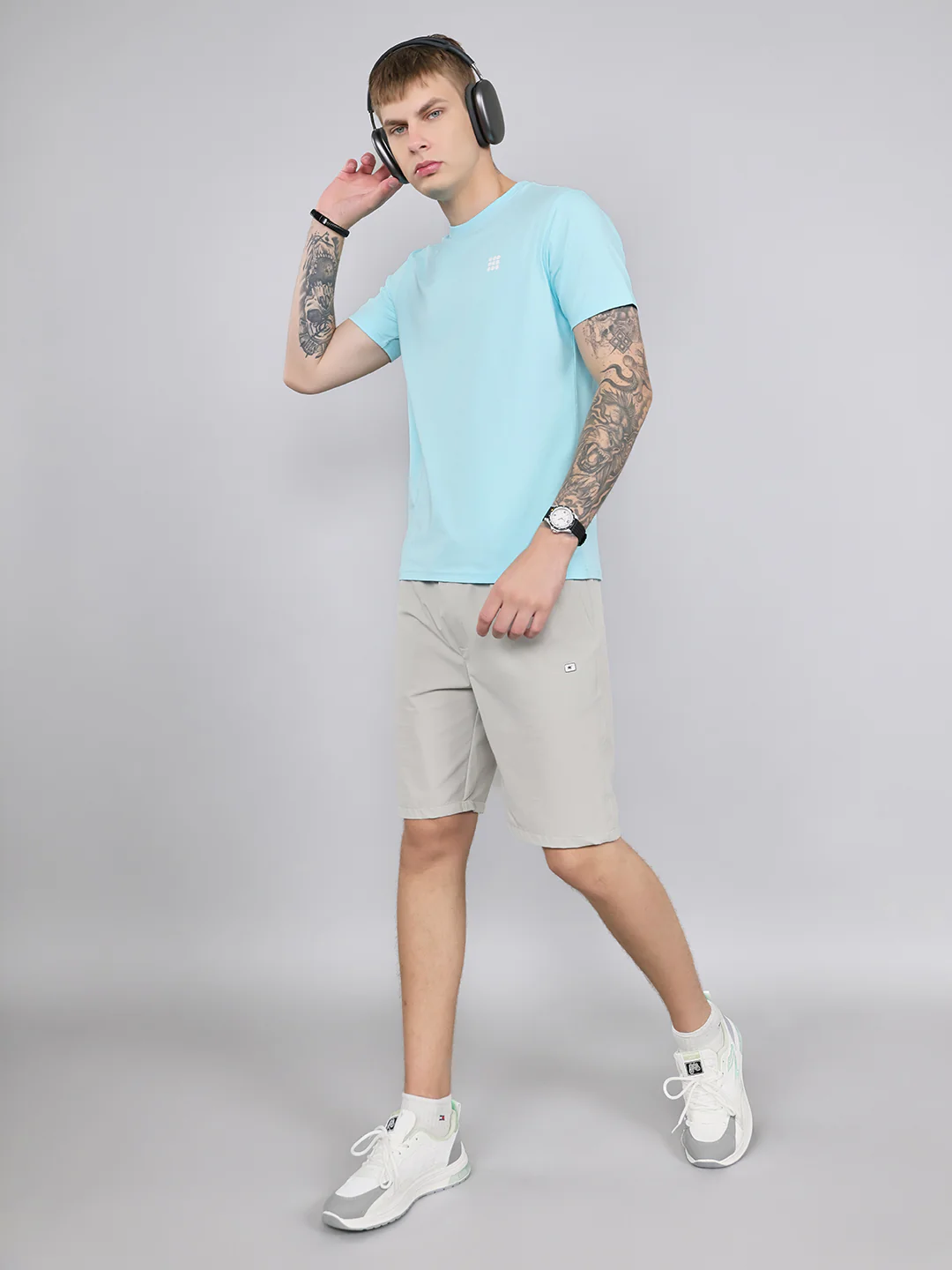 Rock.it Men Sky Blue Solid Round Neck Half Sleeve T-Shirt - Image 5