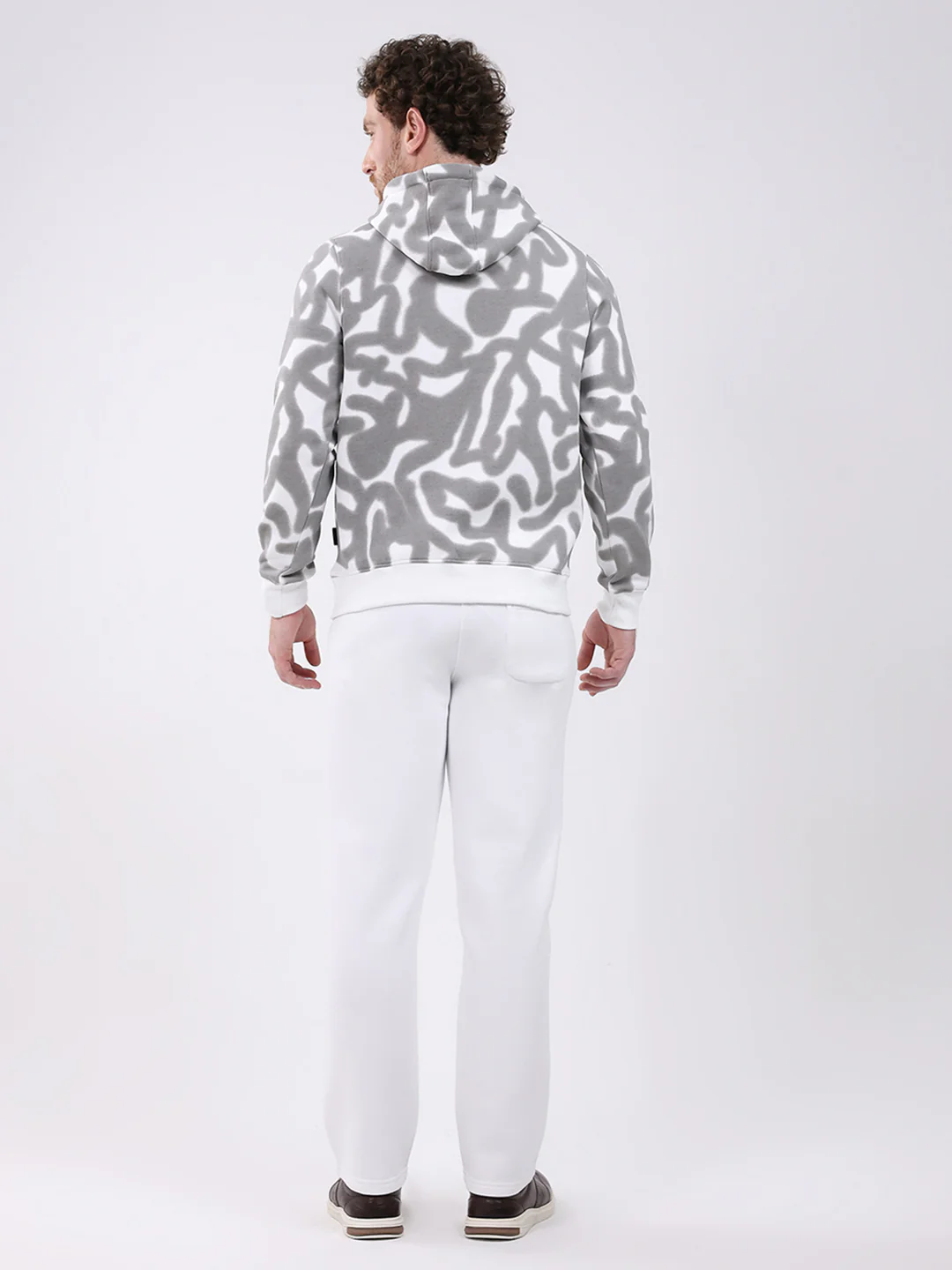 Rock.it Men White Printed Hooded Full Sleeve Winter Tracksuit - Image 5