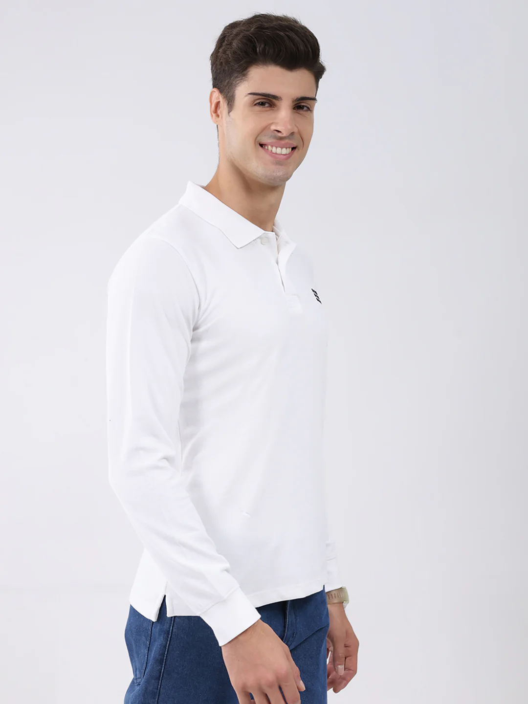 Rock.it Men White Solid Collar Full Sleeve Winter T-Shirt - Image 4