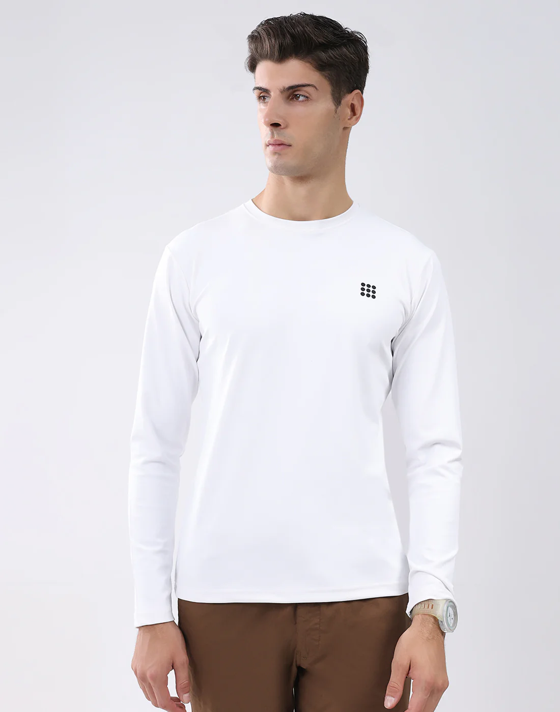 Rock.it Men White Solid Round Neck Full Sleeve T-Shirt