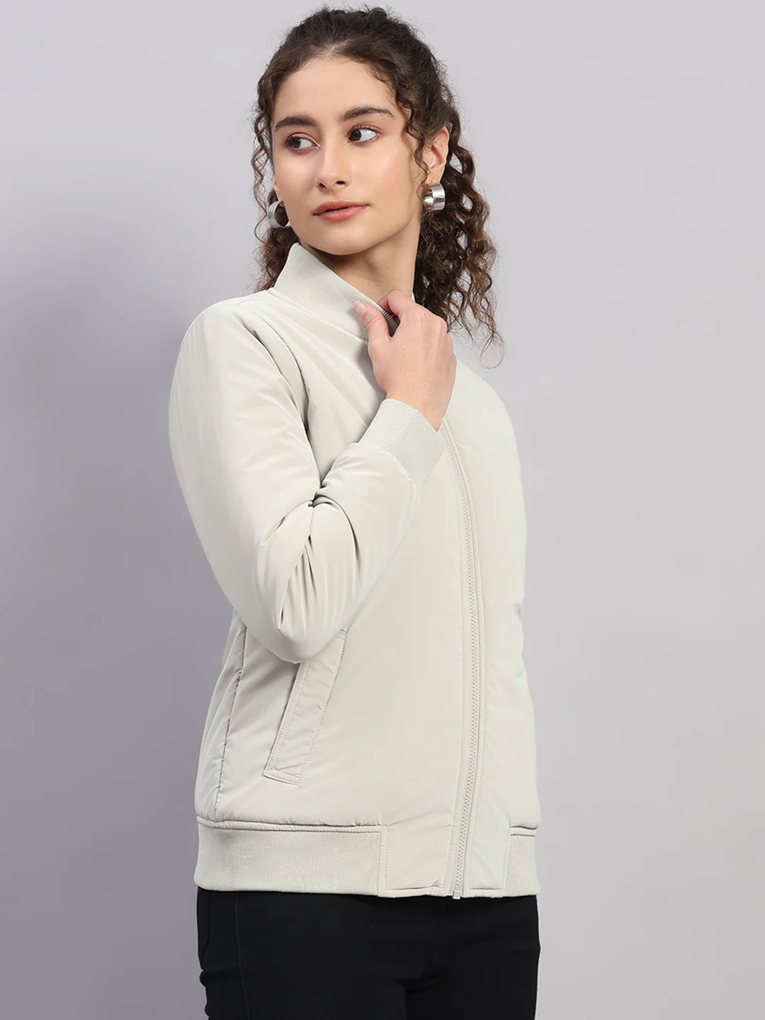 Rock.it Women Beige Solid Collar Full Sleeve Jacket - Image 4