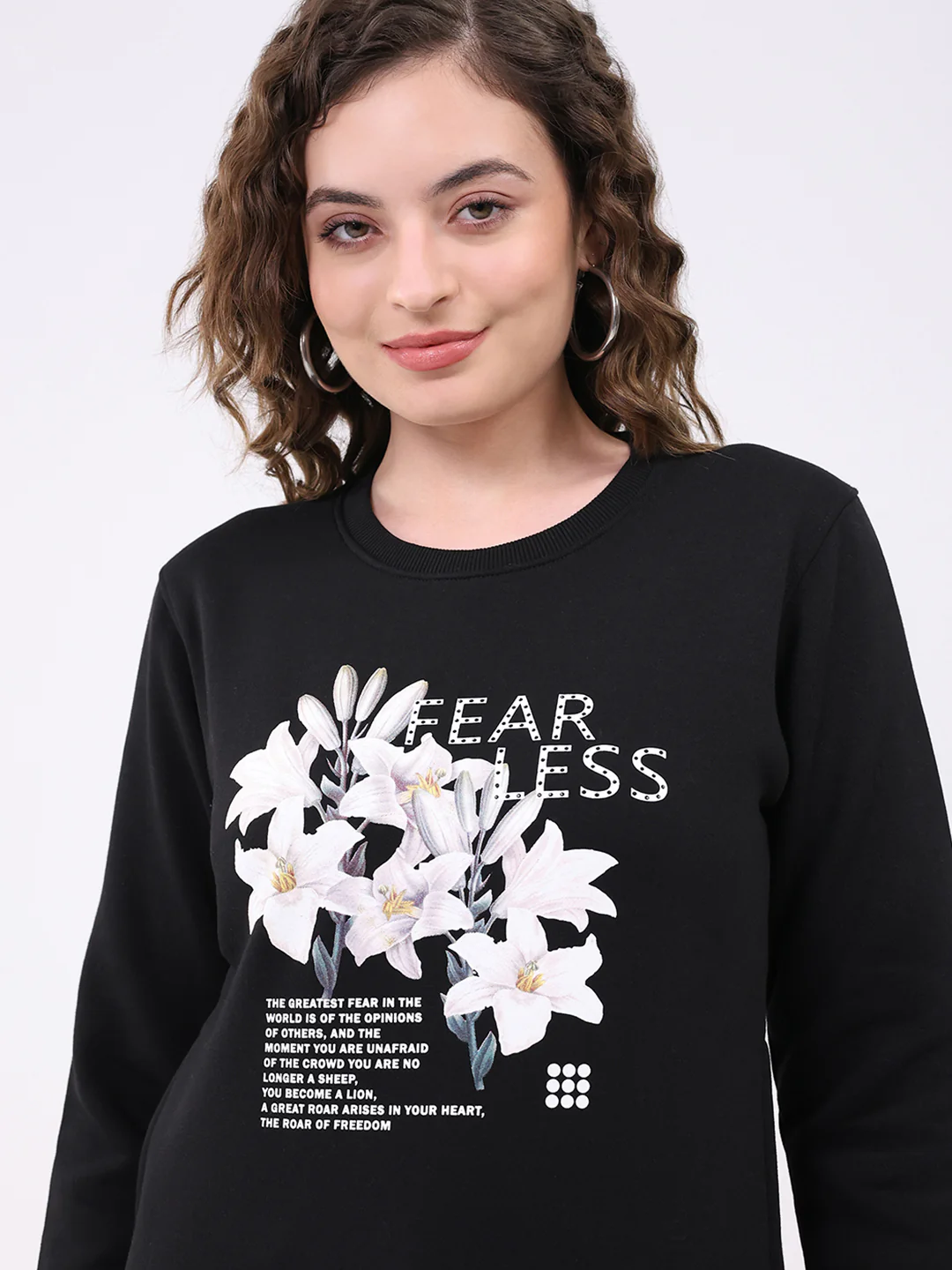 Rock.it Women Black Printed Round Neck Full Sleeve Sweatshirt - Image 6