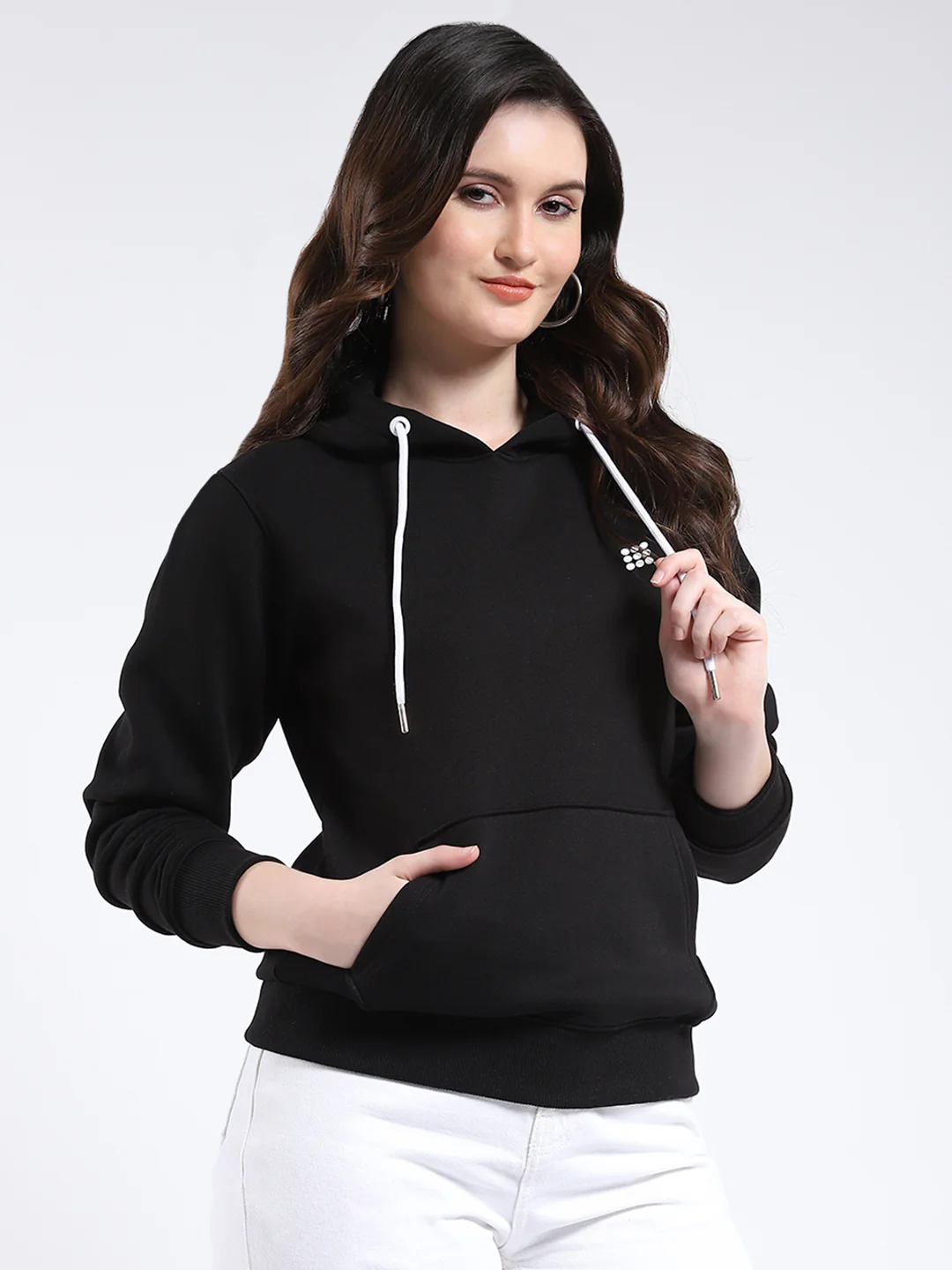 Rock.it Women Black Solid Hooded Full Sleeve Sweatshirt - Image 4