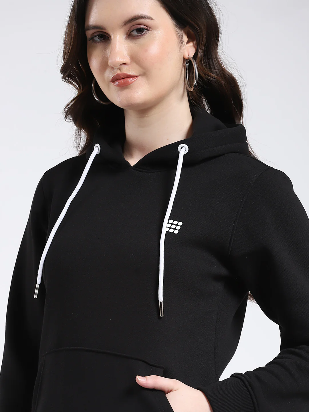 Rock.it Women Black Solid Hooded Full Sleeve Sweatshirt - Image 8