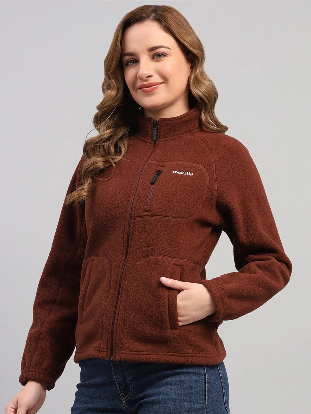 Rock.it Women Brown Solid Round Neck Full Sleeve Sweatshirt - Image 3