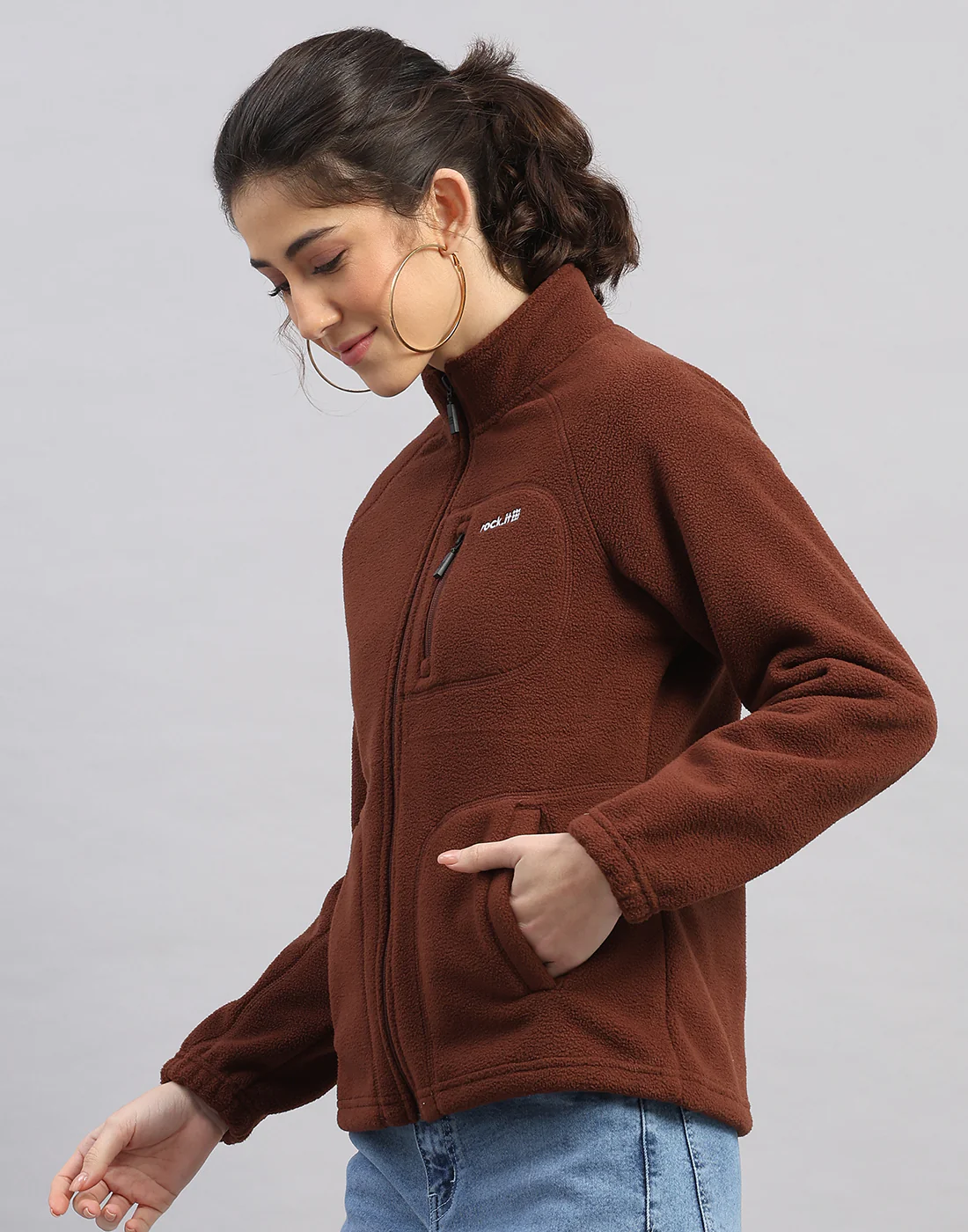 Rock.it Women Brown Solid Turtle Neck Full Sleeve Sweatshirt - Image 2