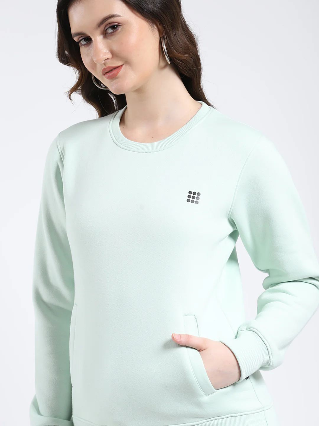 Rock.it Women Green Solid Round Neck Full Sleeve Sweatshirt - Image 6