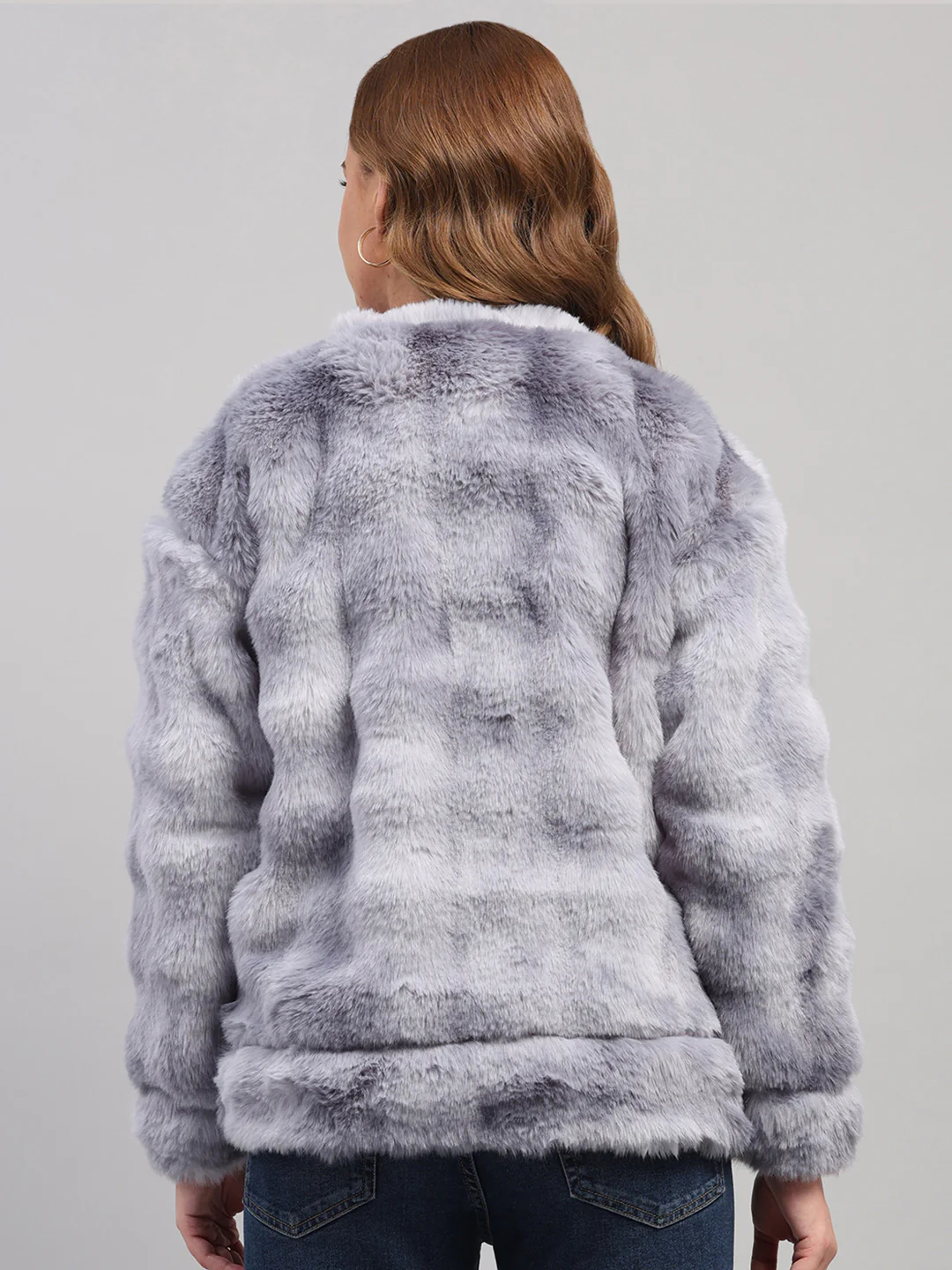 Rock.it Women Grey Self Design Round Neck Full Sleeve Sweatshirt - Image 5
