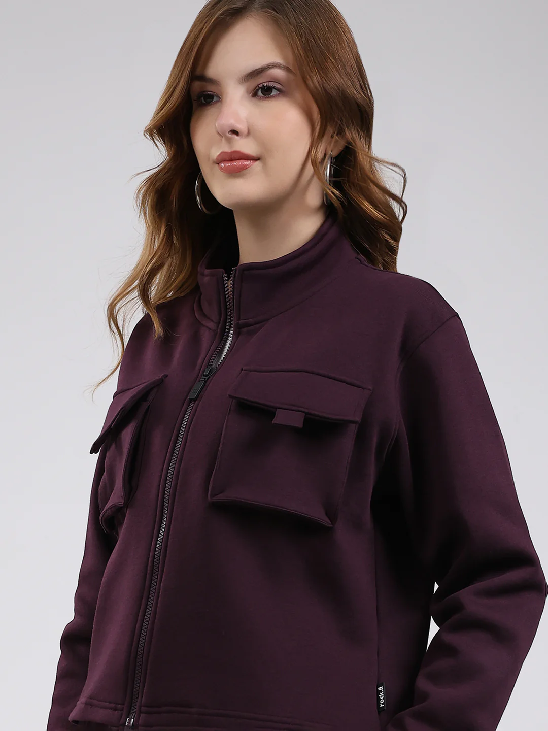 Rock.it Women Maroon Solid Mock Neck Full Sleeve Winter Tracksuit - Image 7