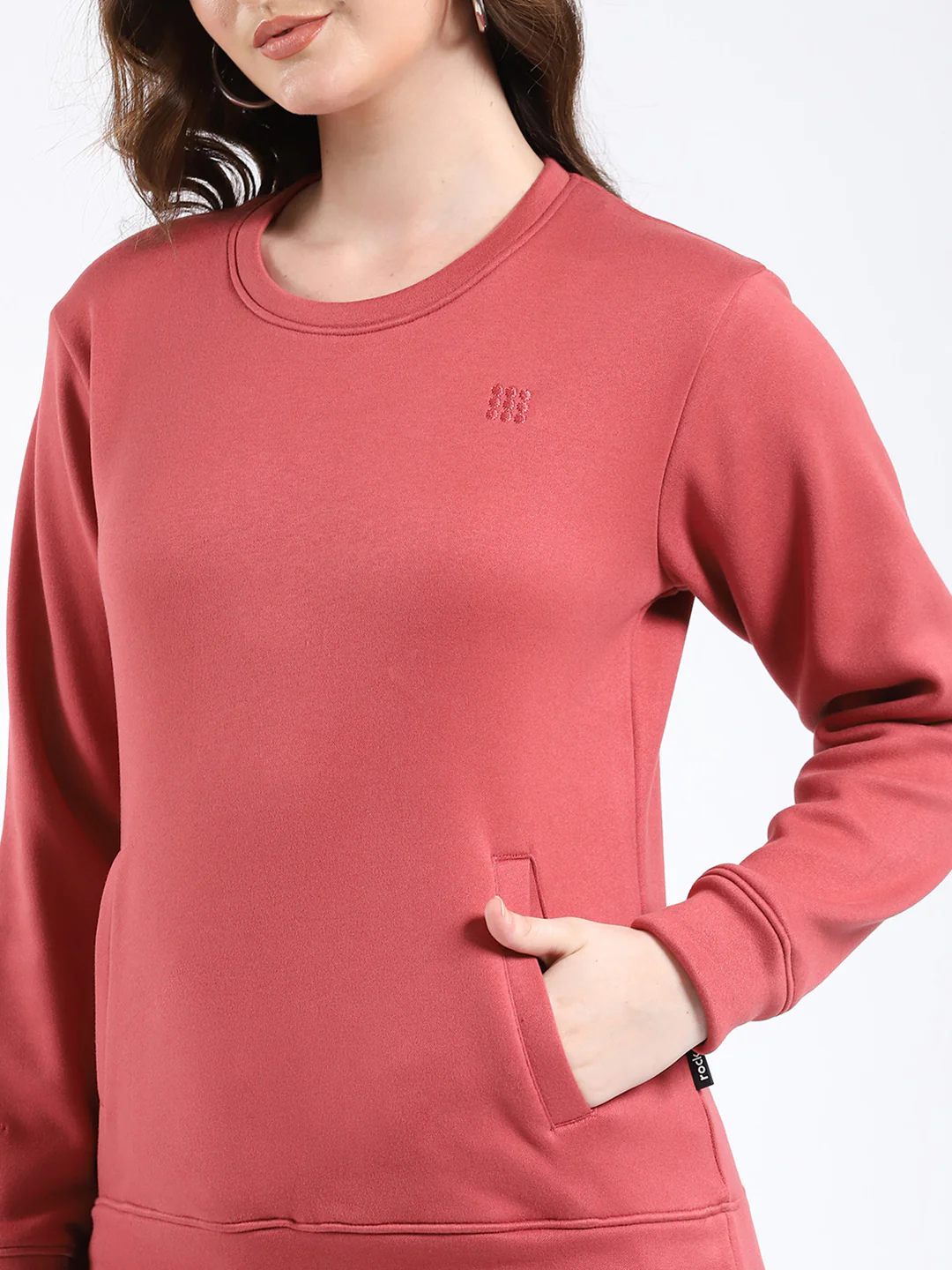 Rock.it Women Orange Solid Round Neck Full Sleeve Sweatshirt - Image 6