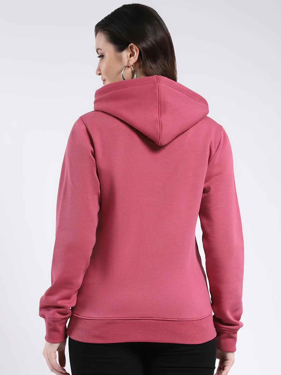 Rock.it Women Pink Solid Hooded Full Sleeve Sweatshirt - Image 5