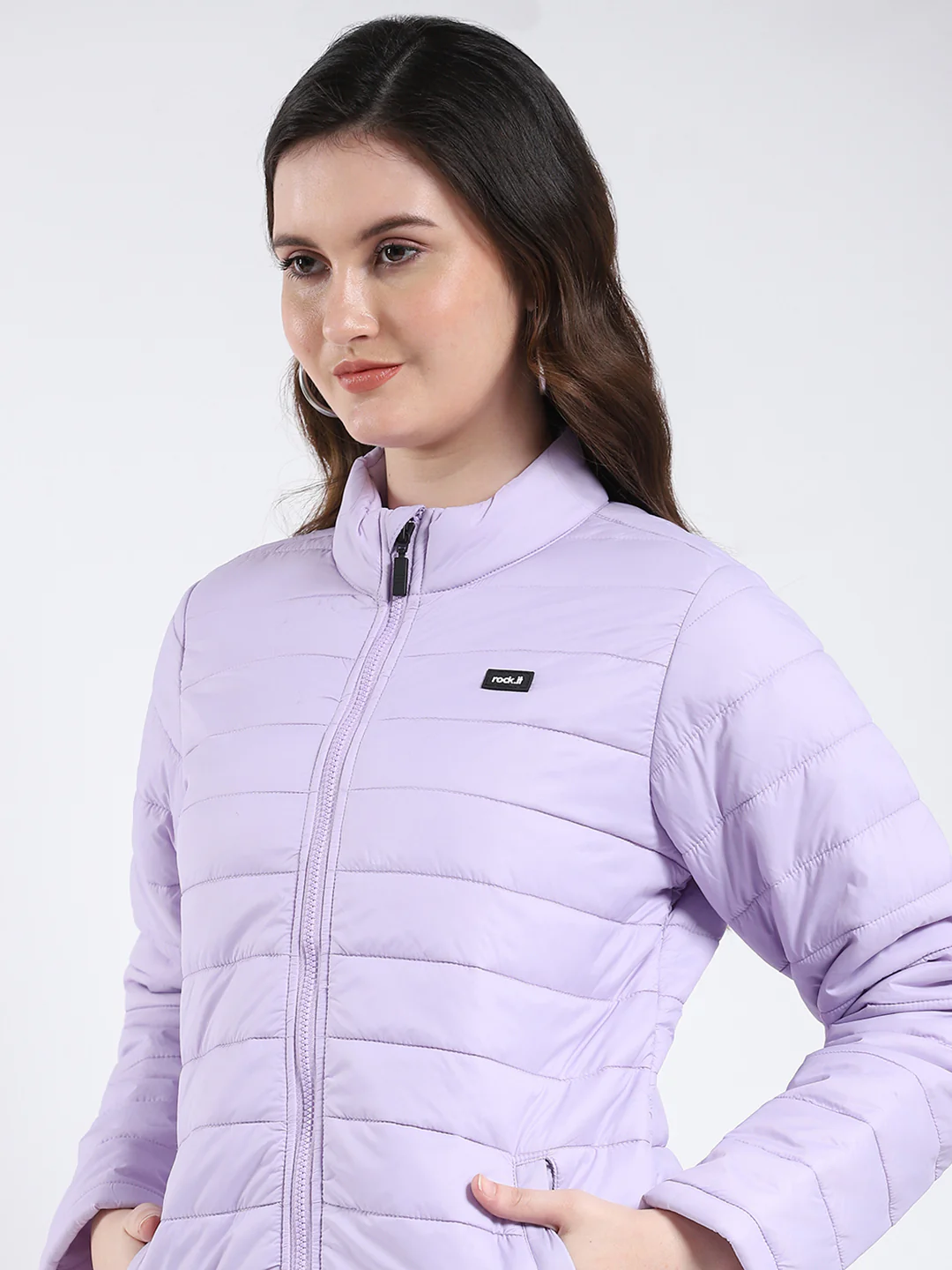 Rock.it Women Purple Solid Mock Neck Full Sleeve Jacket - Image 6