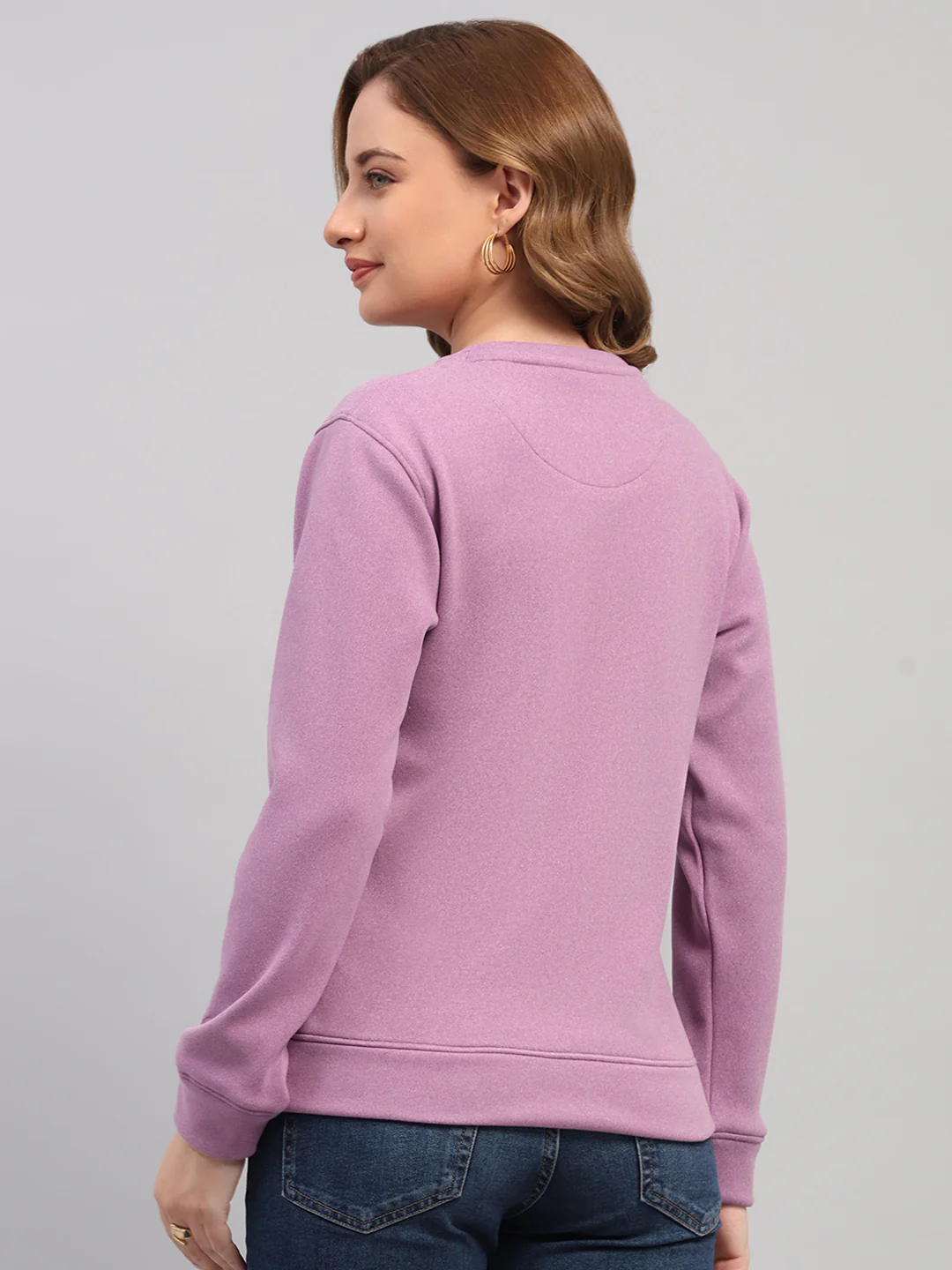 Rock.it Women Purple Solid Round Neck Full Sleeve Sweatshirt - Image 5