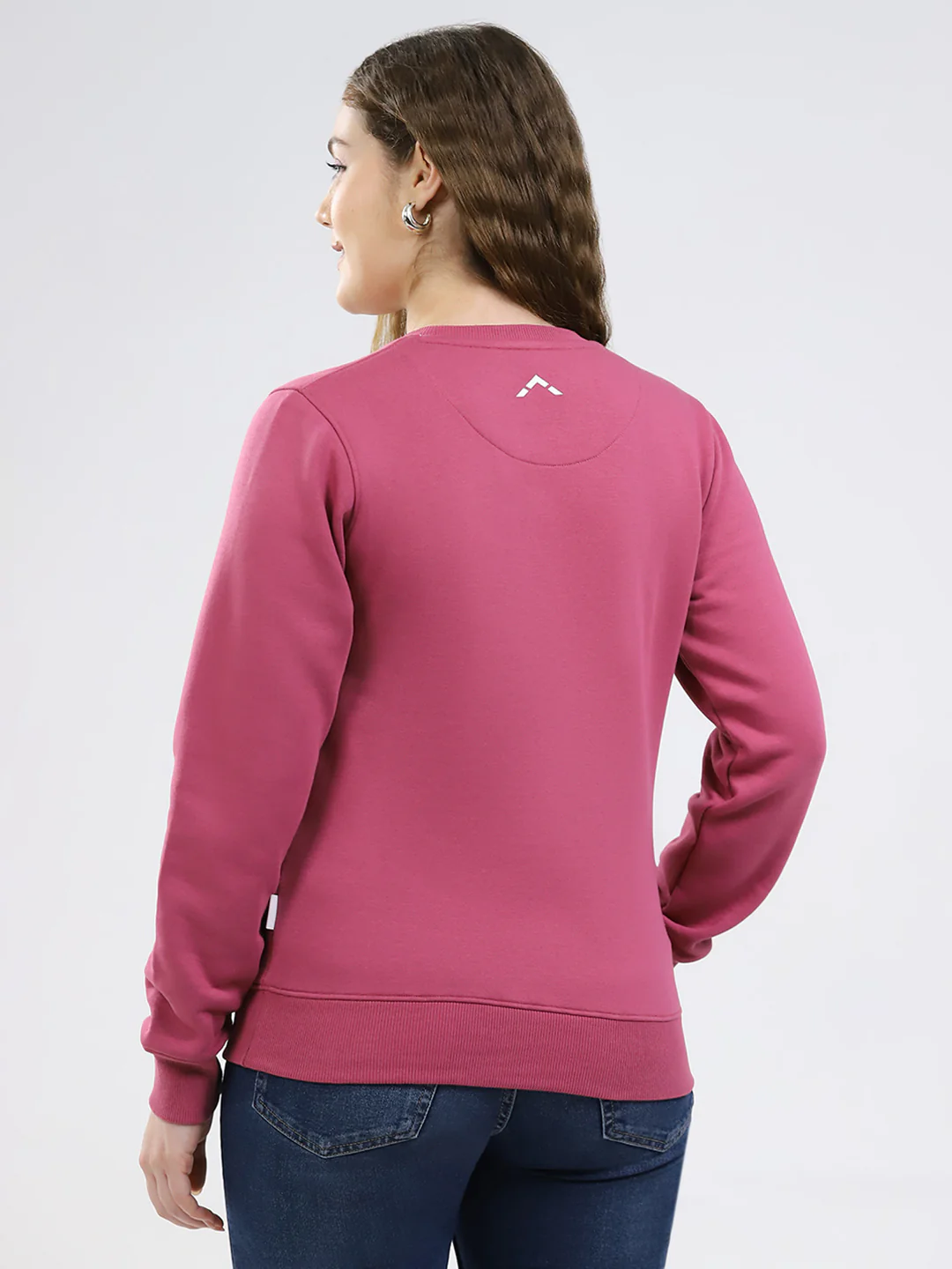 Rock.it Women Rose Pink Solid Round Neck Full Sleeve Sweatshirt - Image 5