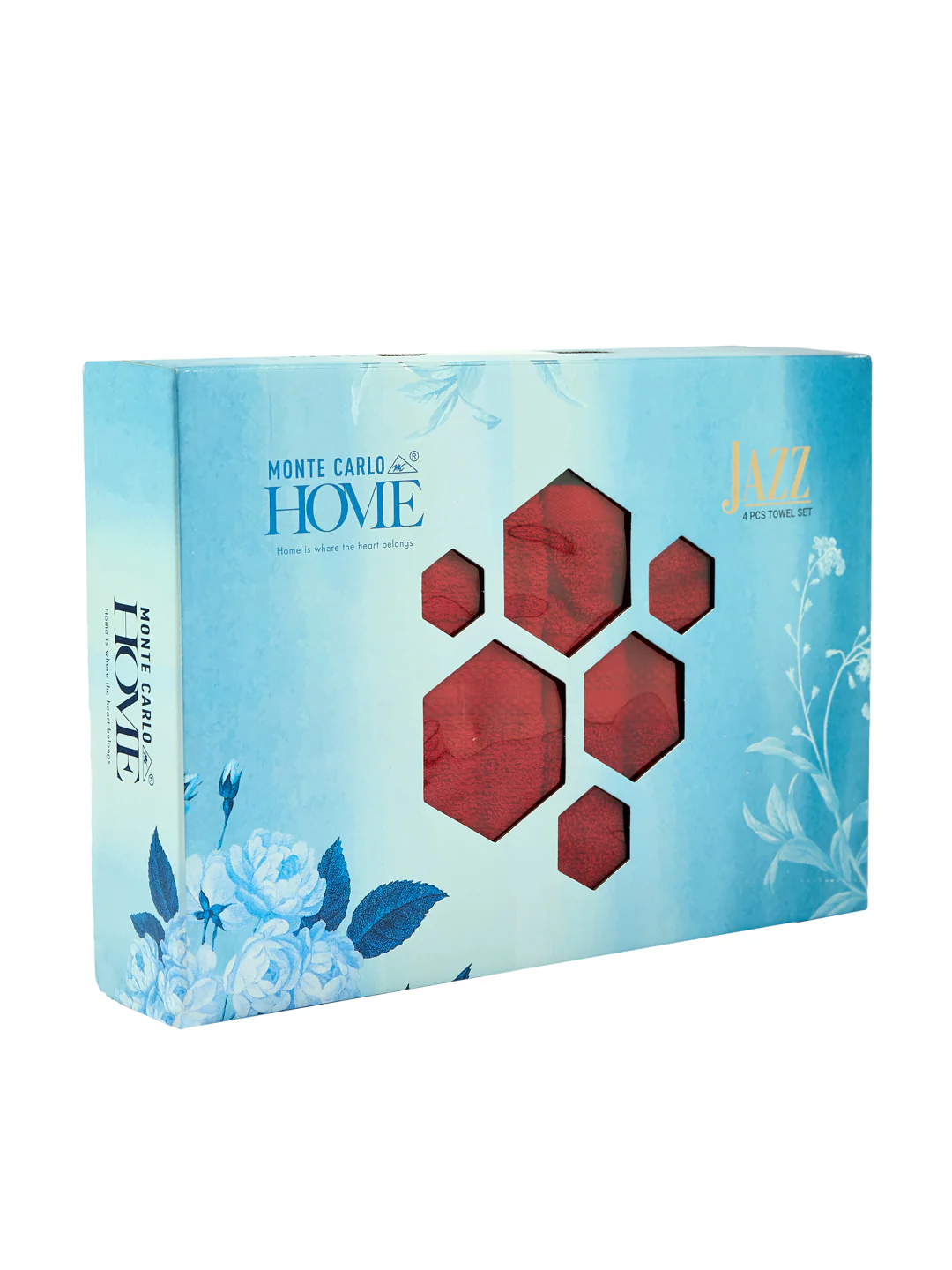 Rose Red 100% Cotton Solid 380 GSM Bath Towel Jazz 4 Pc Set Gifting Box Pack - Image 12