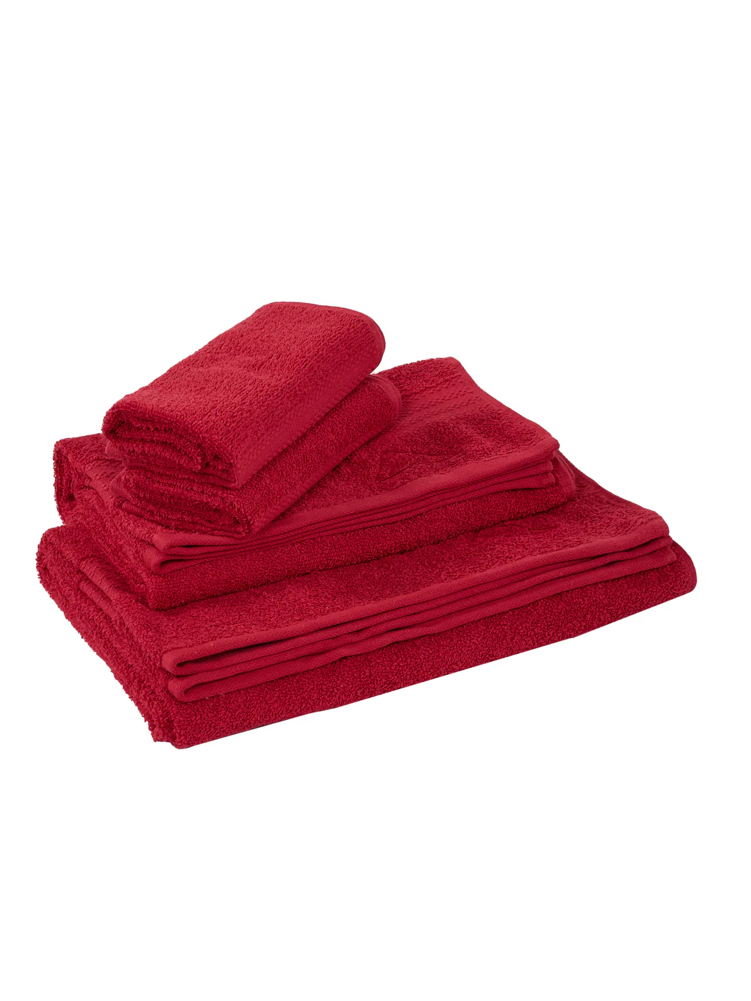 Rose Red 100% Cotton Solid 380 GSM Bath Towel Jazz 4 Pc Set Gifting Box Pack - Image 4