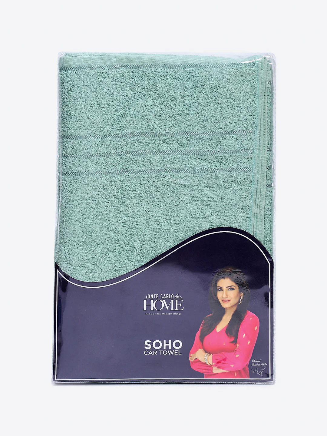 Sea Green Cotton Solid 350 GSM Car Towel (Soho) - Image 5