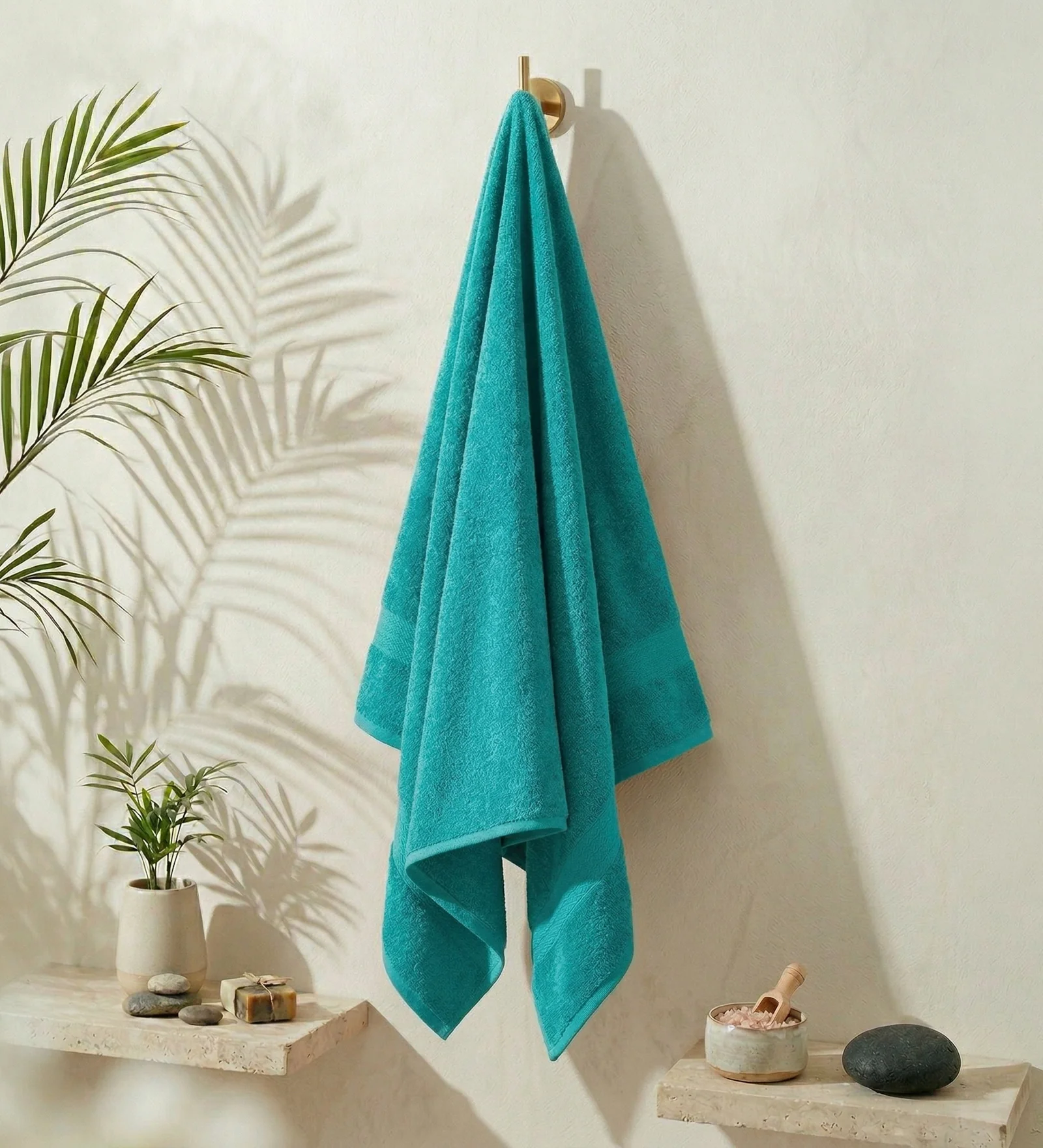 Sea Green Pure Cotton Solid 380 GSM Bath Towel 1 Piece (Jazz Collection)