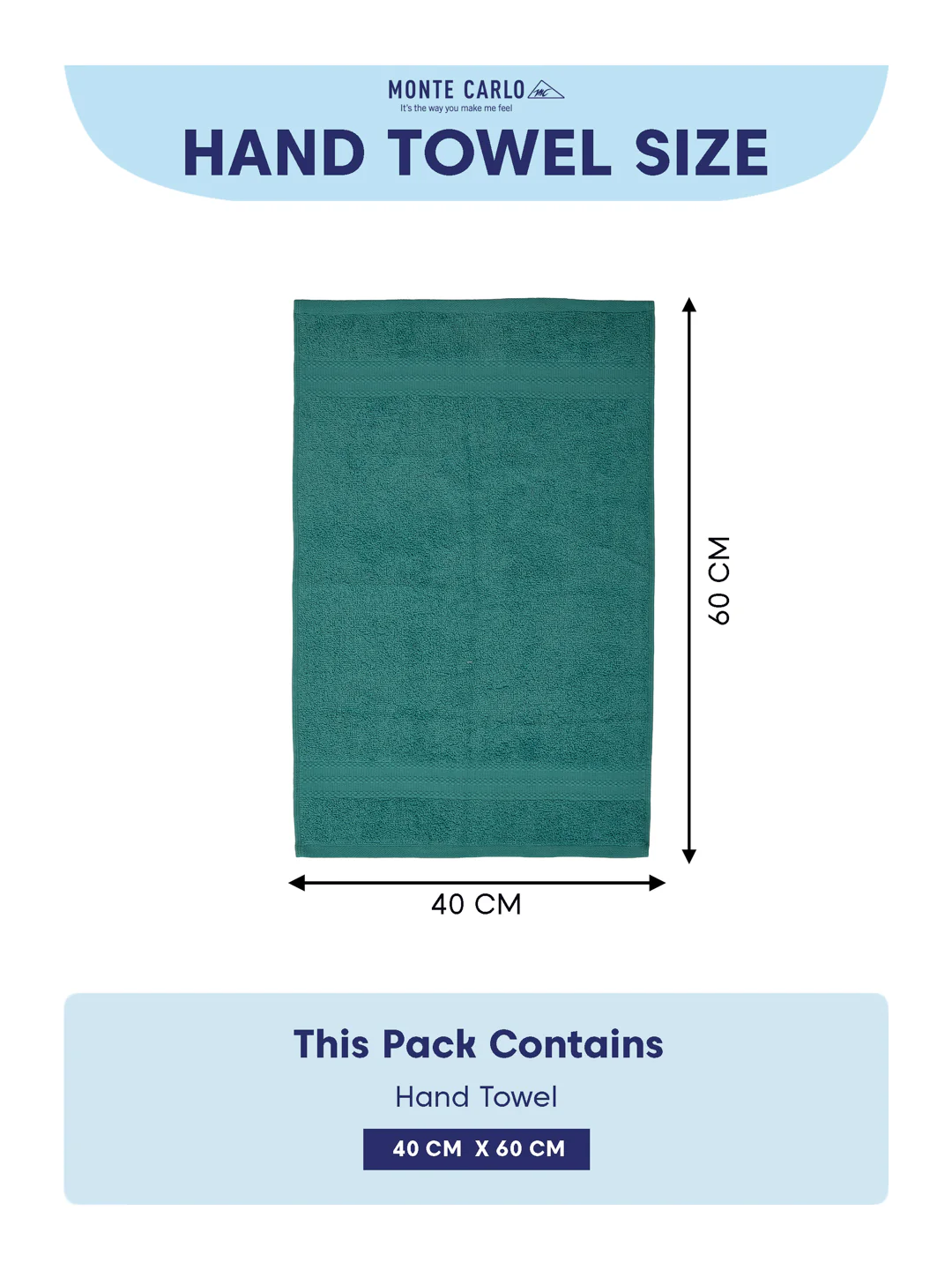 Sea Green Pure Cotton Solid 380 GSM Hand Towel 2 Pc Set (Jazz Collection) - Image 10