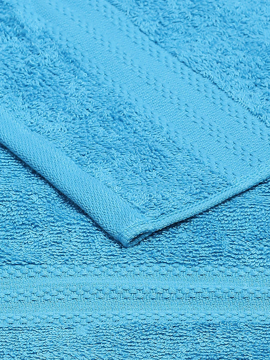 Sky Blue Cotton Solid 380 GSM 2 Bath Towel & 2 Hand Towel - Image 4