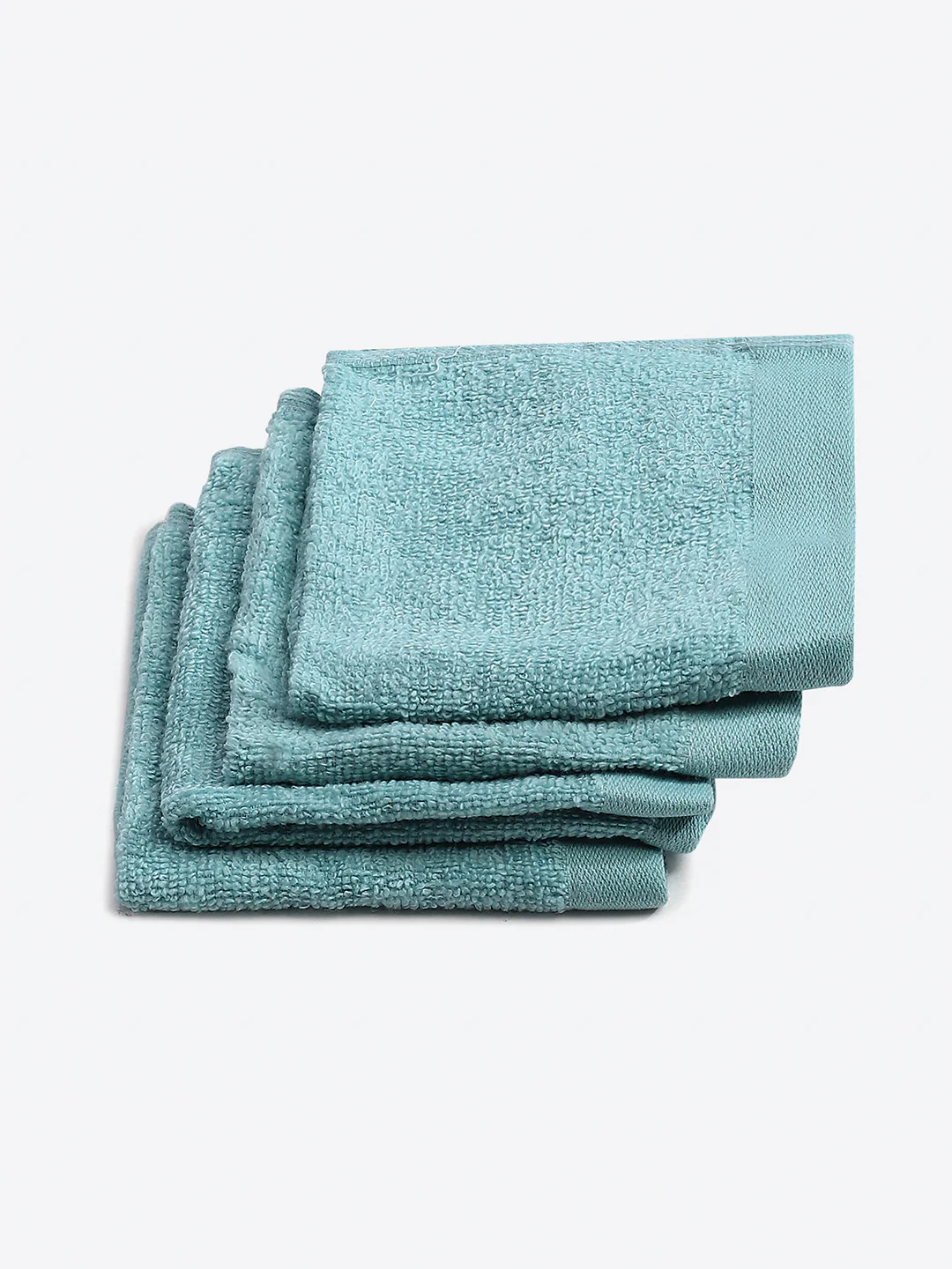 Sky Blue Cotton Solid 600 GSM Face Towel (Pack of 4) - Image 2