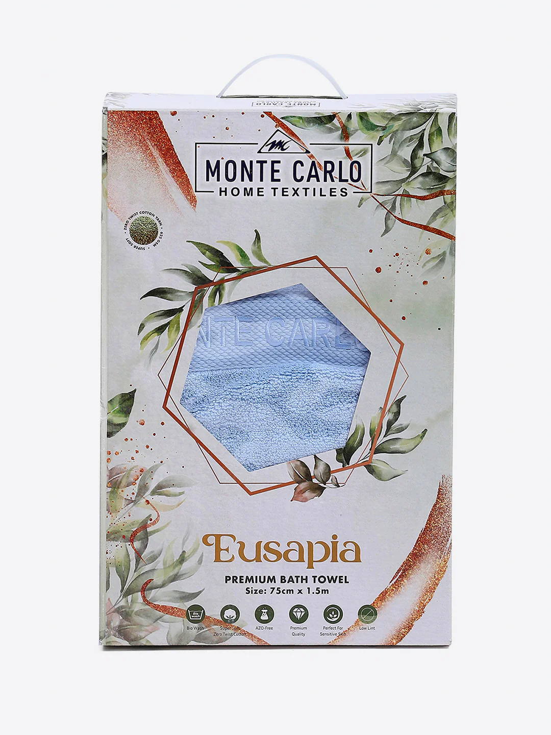 Sky Blue Cotton Solid 650 GSM Bath Towel (Eusapia) - Image 5